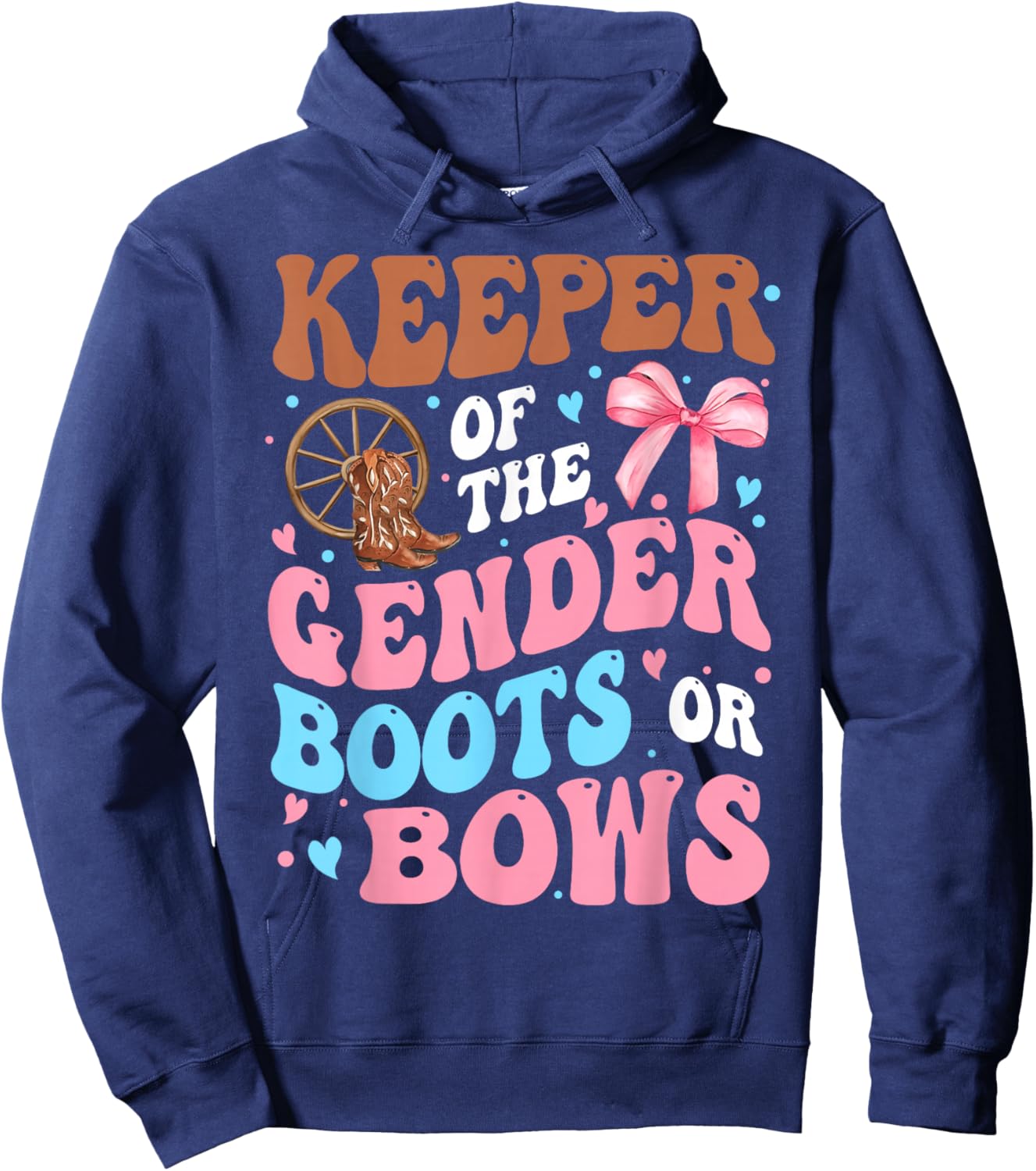 Boots or Bows Funny Keeper of Gender Baby Reveal Party Hoodie - Hoodie | Navy
