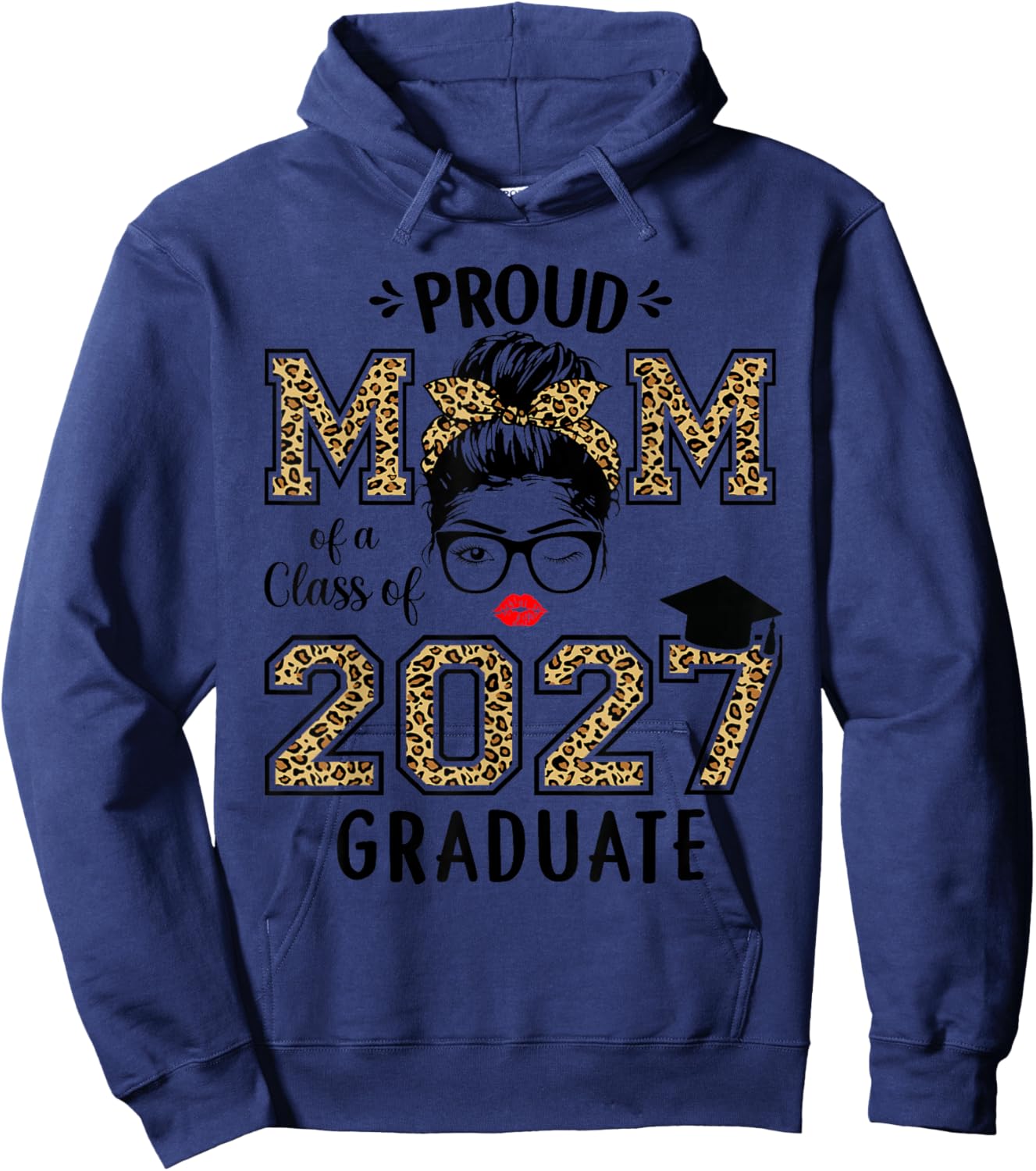 Mom Senior 2027 Proud Mom of A Class of 2027 Graduate Hoodie - Hoodie | Navy