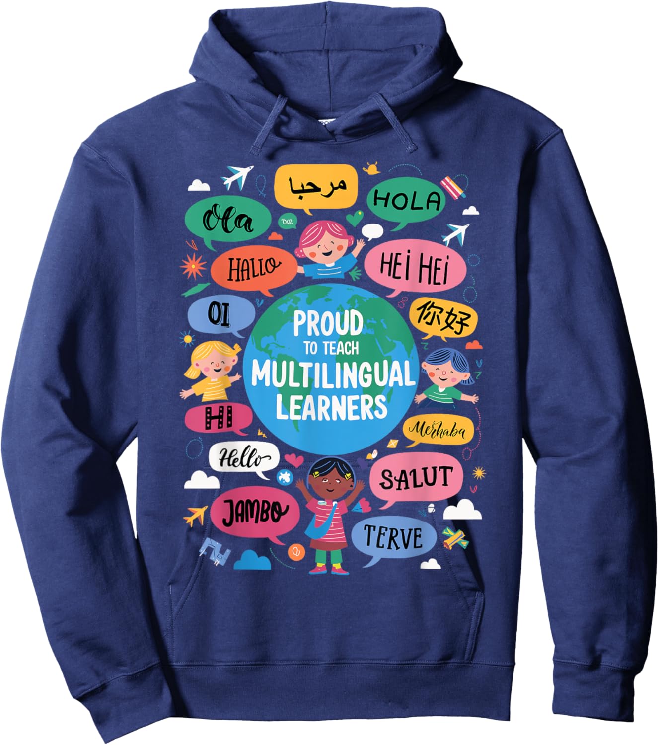 Proud to Teach Multilingual Learners Language Hoodie - Hoodie | Navy