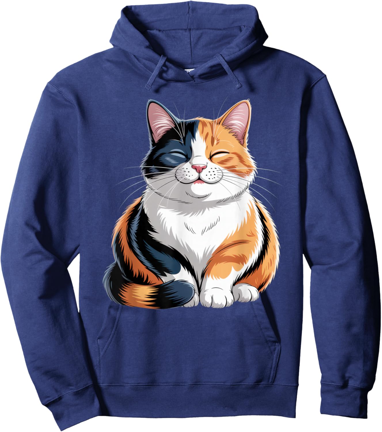 Adorable Cat Art for Cat Lovers Relaxing Calico Cat Hoodie - Hoodie | Navy