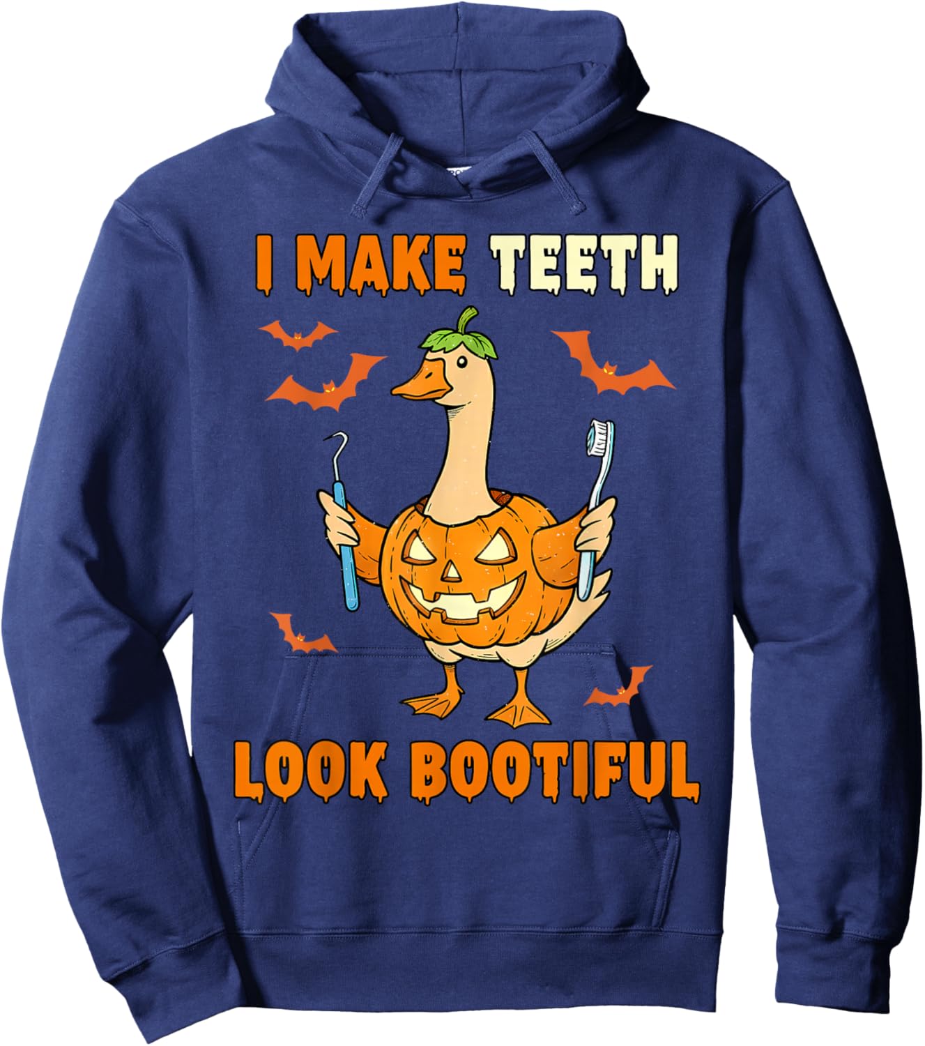 I Make Teeth Look Bootiful Goose Halloween Ghost Dentist Hoodie - Hoodie | Navy