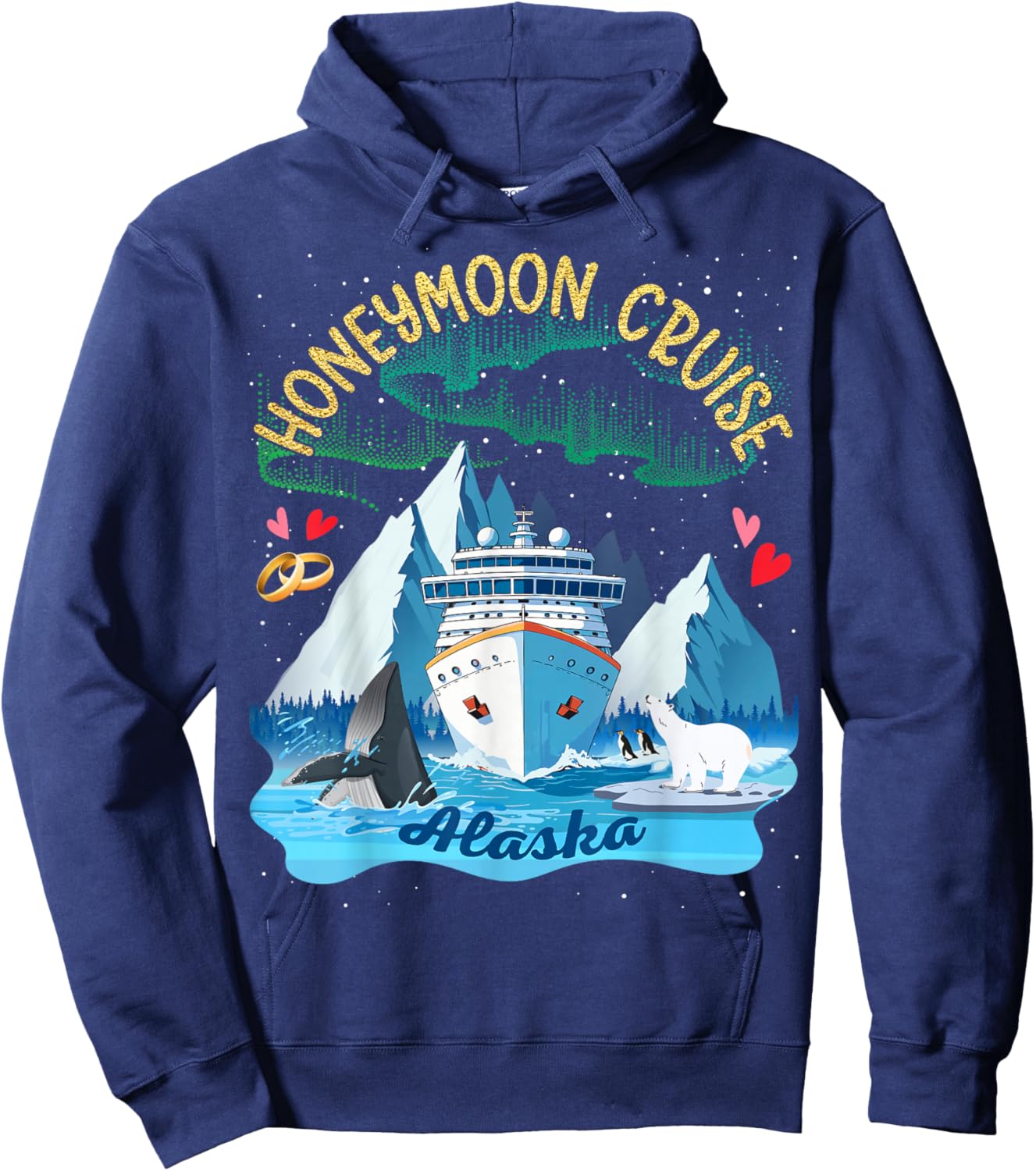 Alaska Honeymoon Cruise Match Couples Newlyweds Just Married Hoodie - Hoodie | Navy