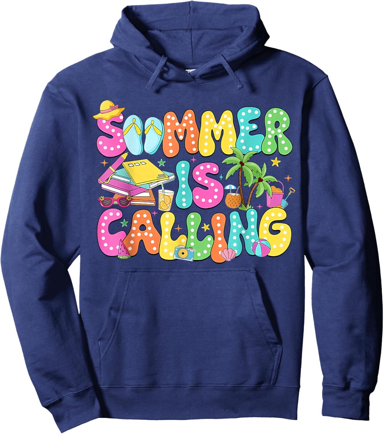 Funny Summer is Calling Teacher School’s Out Vibes Student Hoodie - Hoodie | Navy