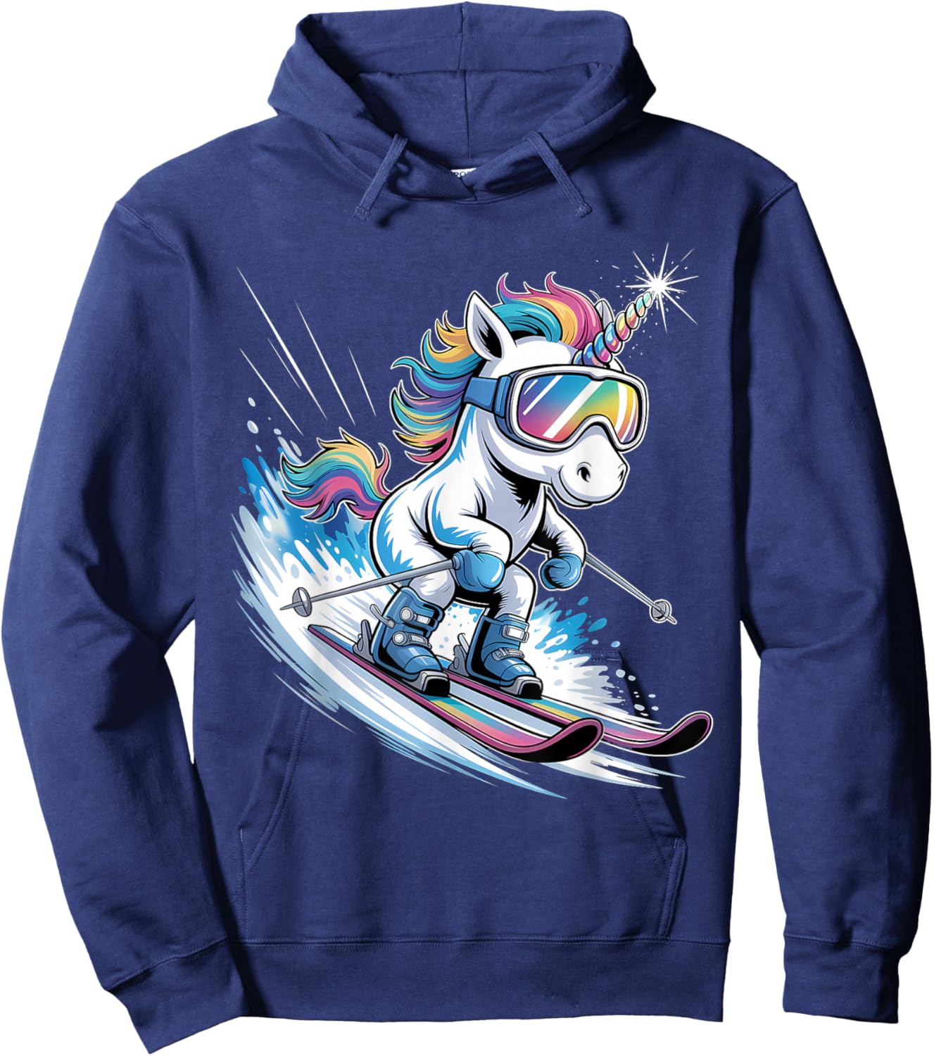 Skiing Winter Sport Skiing Funny Skiing Unicorn Hoodie - Hoodie | Navy
