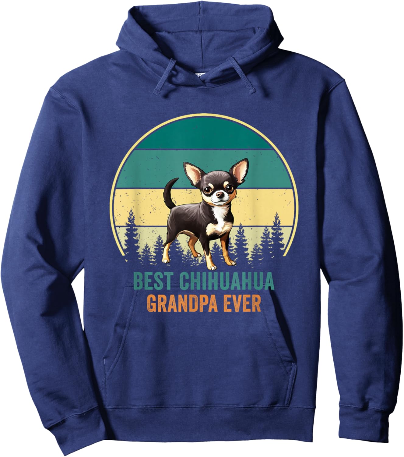 Best Chihuahua Grandpa Ever Retro Vintage Dog Father Women Hoodie - Hoodie | Navy