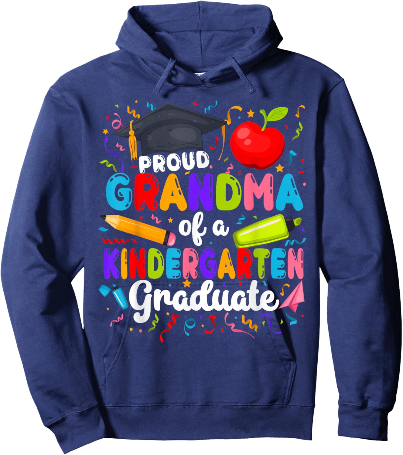 Proud Grandma of A Kindergarten Graduate Grandma Hoodie - Hoodie | Navy