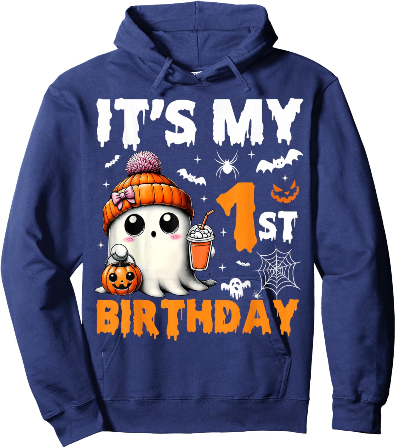 It's My 1st Birthday 1 Years Old Ghost Pumpkin Halloween Hoodie - Hoodie | Navy