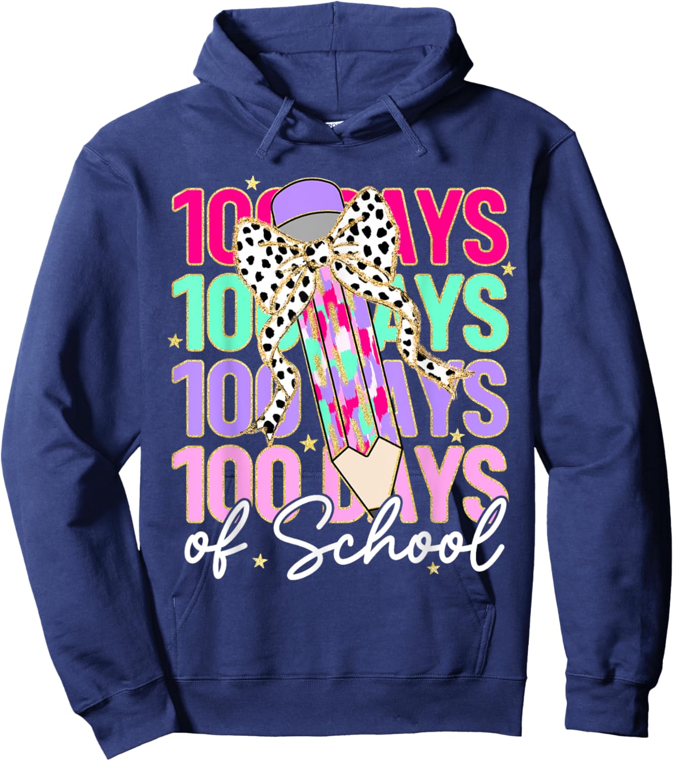 100 Days of School Teacher 100th Day of School Girls Kids Hoodie - Hoodie | Navy