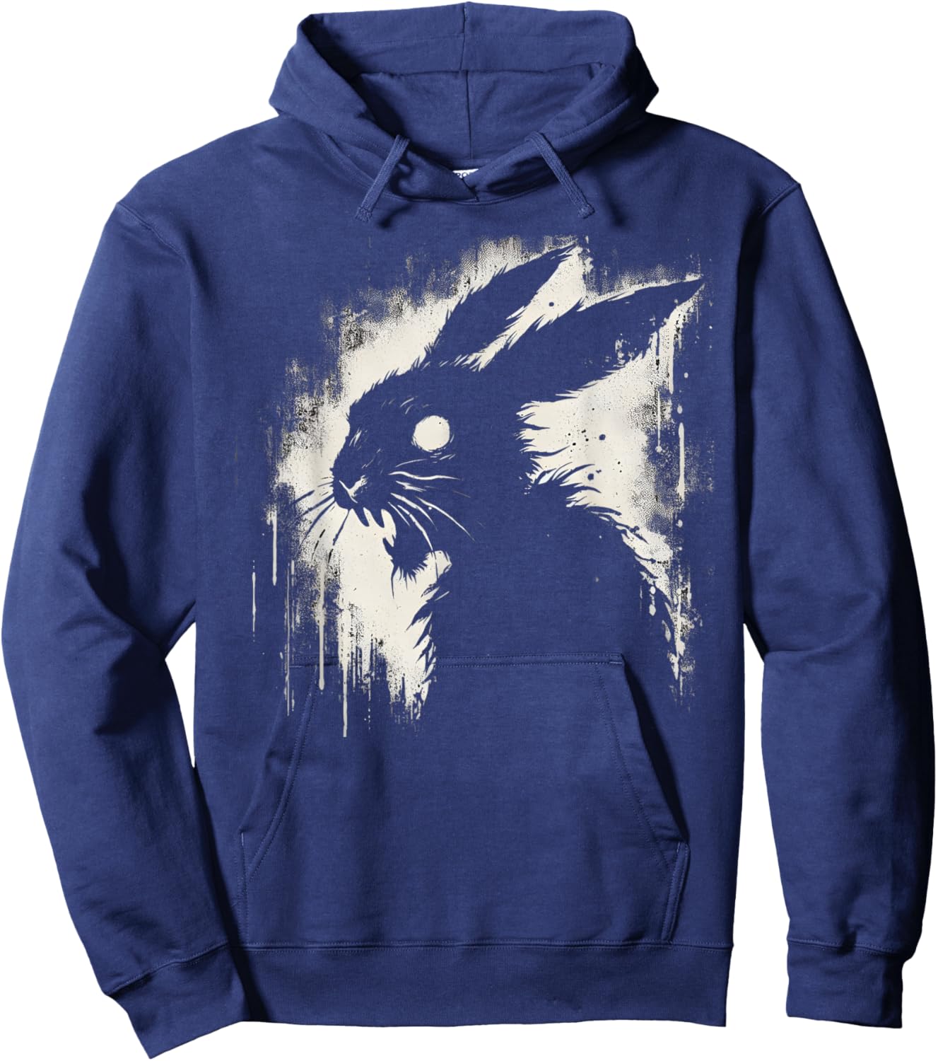 Creepy Goth Rabbit, Horror Bunny, Weirdcore Rabbit Hoodie - Hoodie | Navy