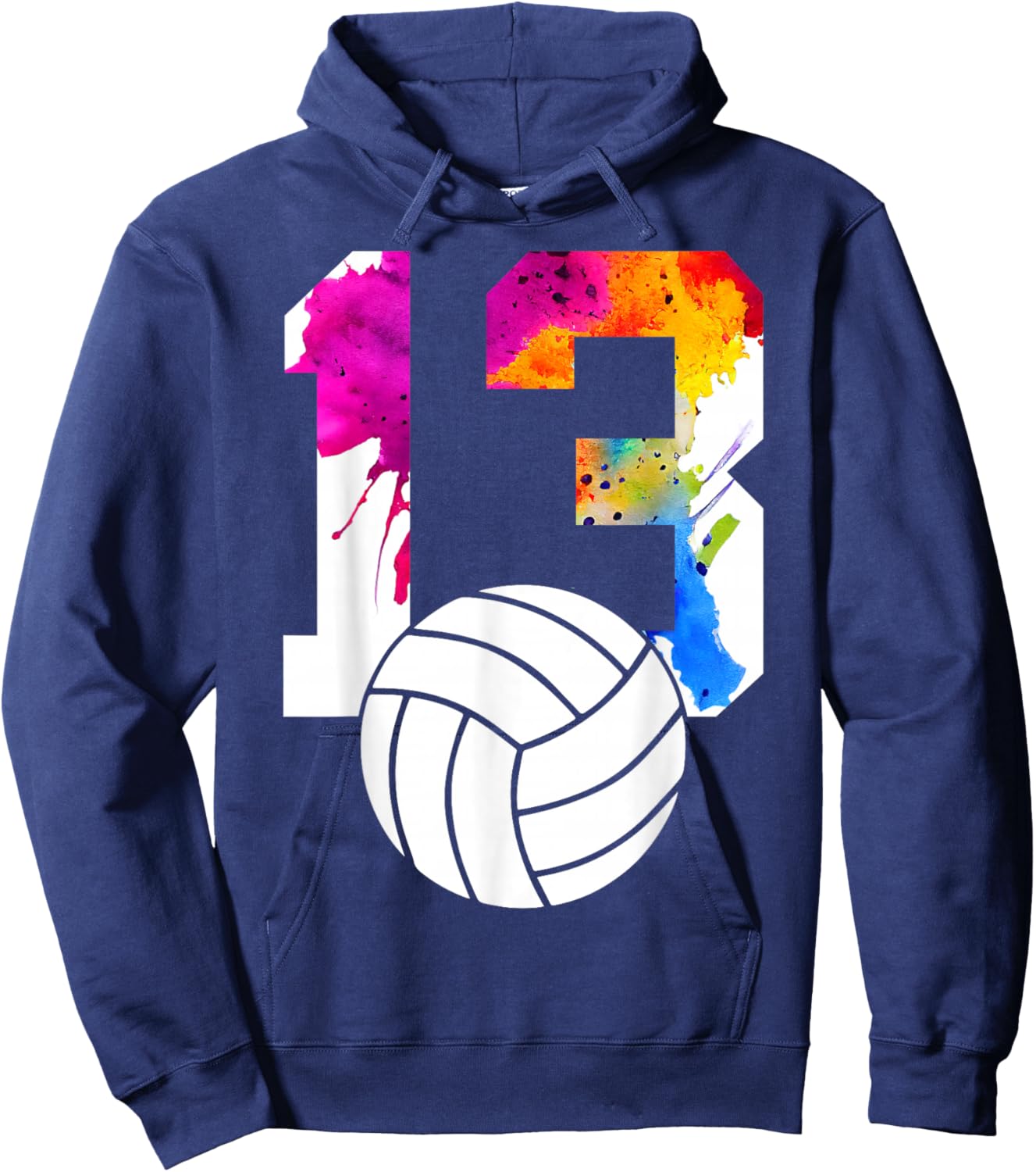 Number 13 Volleyball 13th Birthday Hoodie - Hoodie | Navy