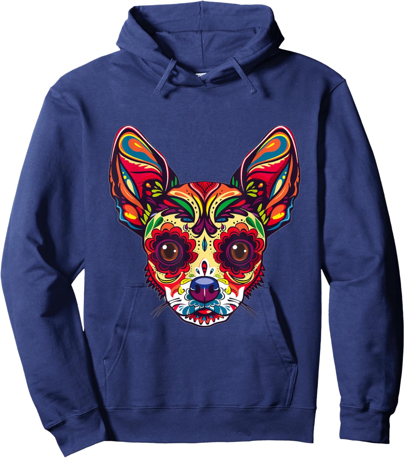 Chihuahua Sugar Skull Dia De Los Muertos Graphic Hoodie - Hoodie | Navy