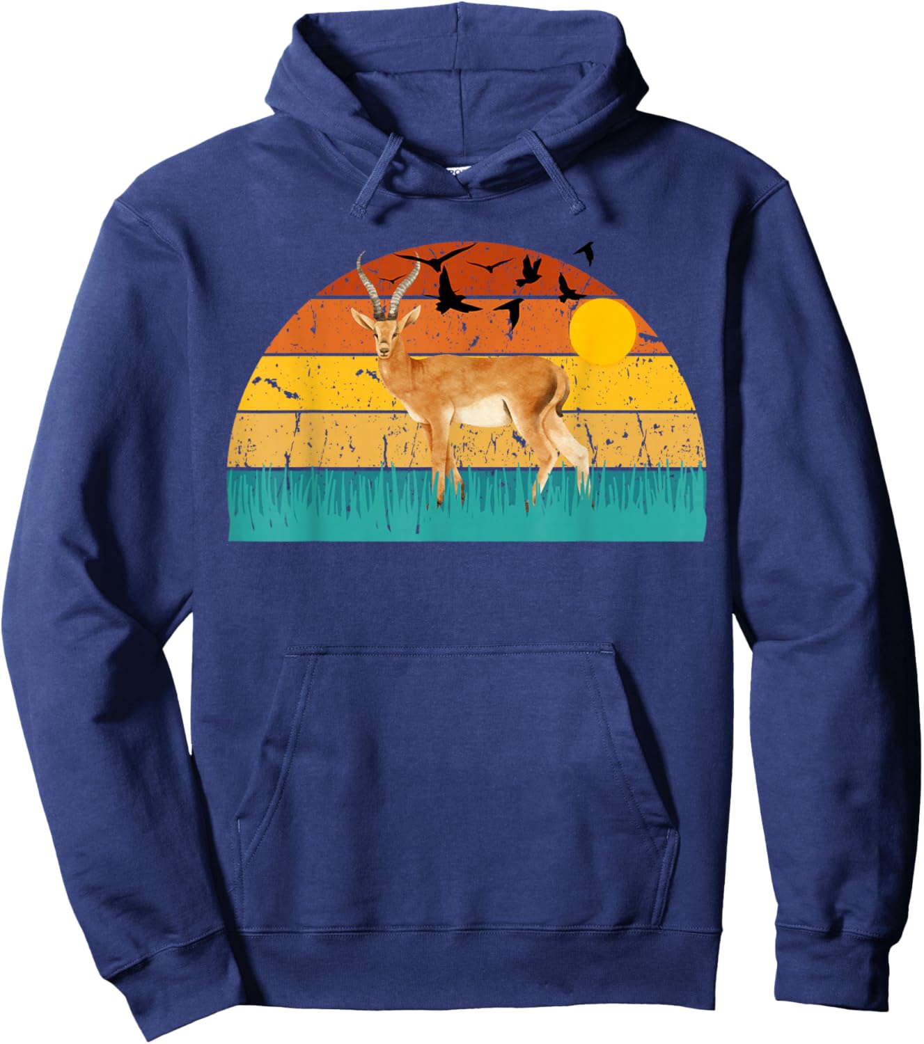 Gazelle Gazelle Lover Retro Style Animal Deers Sunset Hoodie - Hoodie | Navy