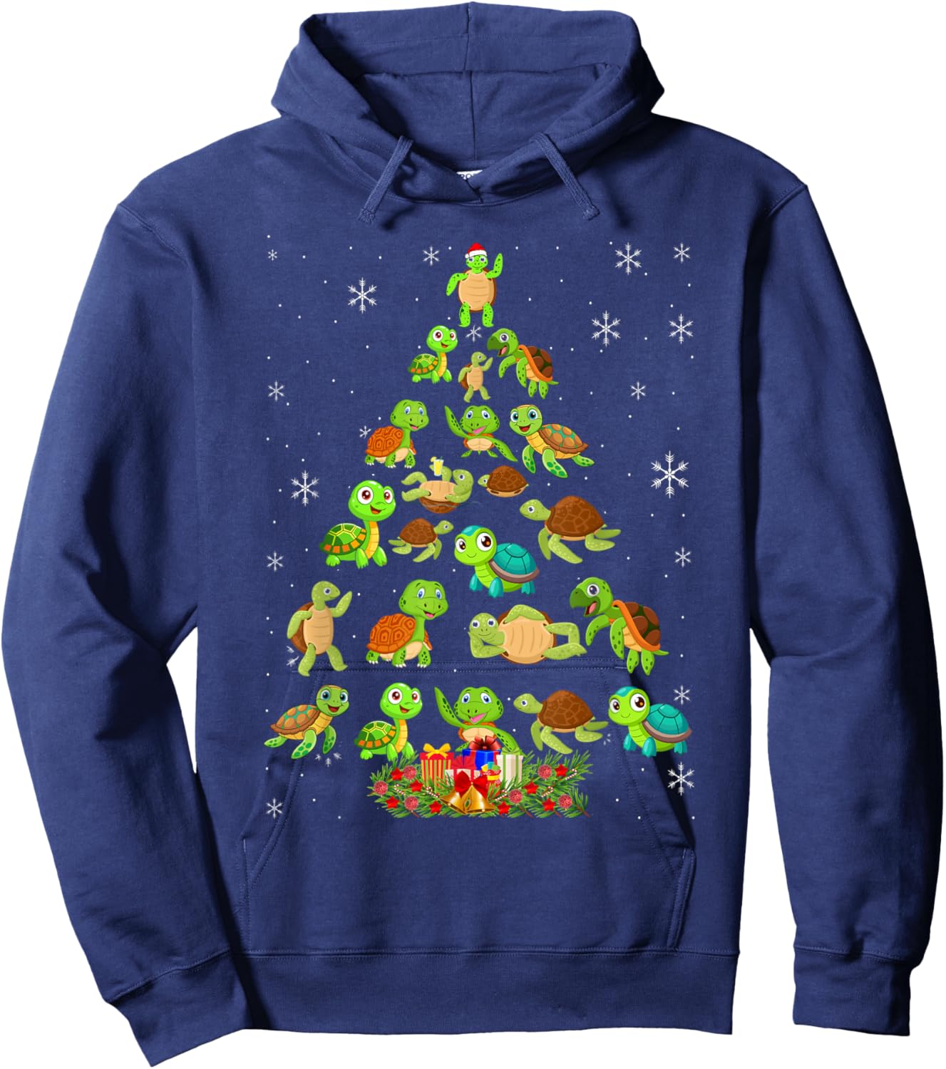 Sea Turtle Christmas Tree Matching Family Xmas Tree Hoodie - Hoodie | Navy