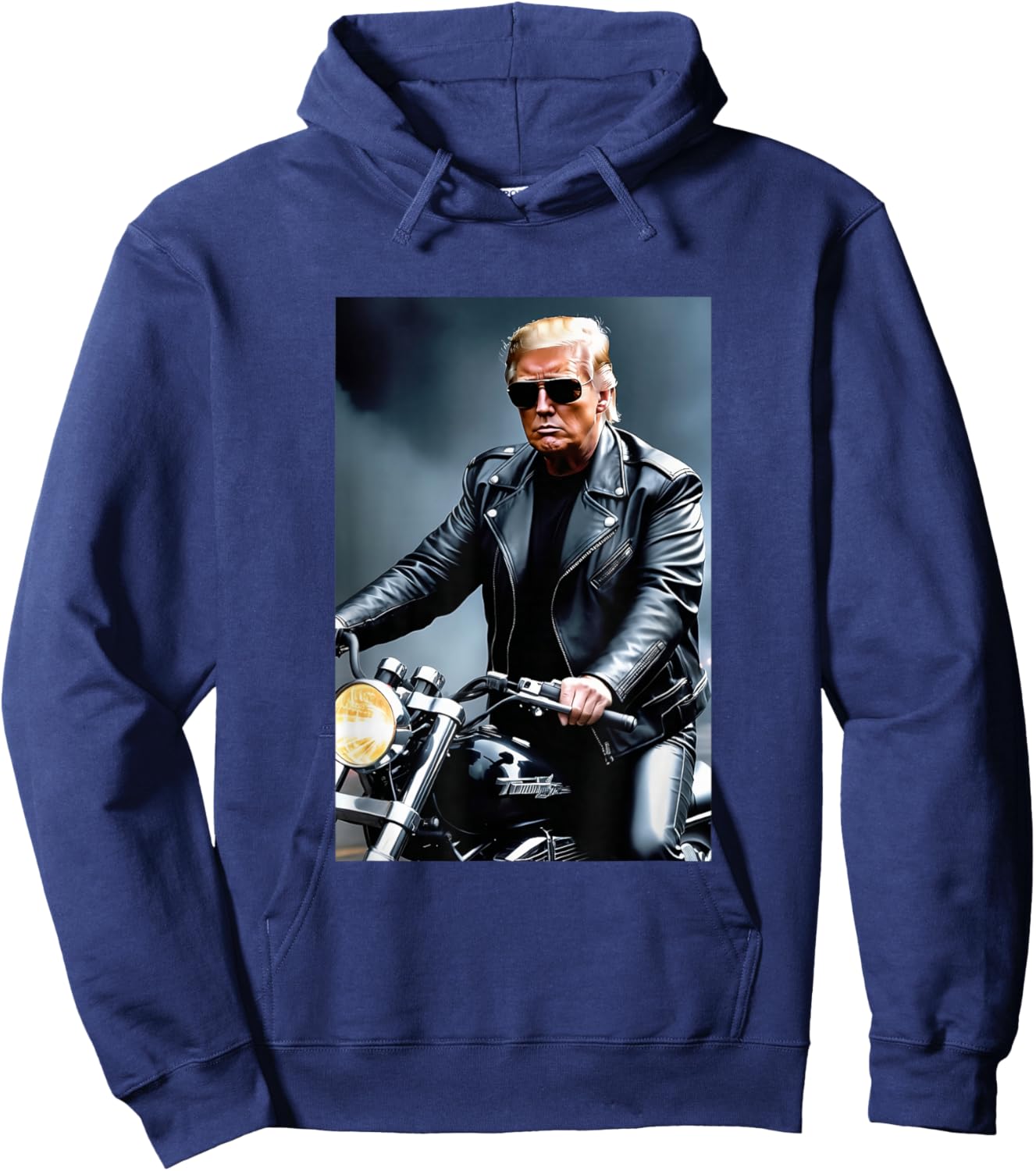 Donald Trump 2026 Riding a Motorcycle Funny Women Hoodie - Hoodie | Navy