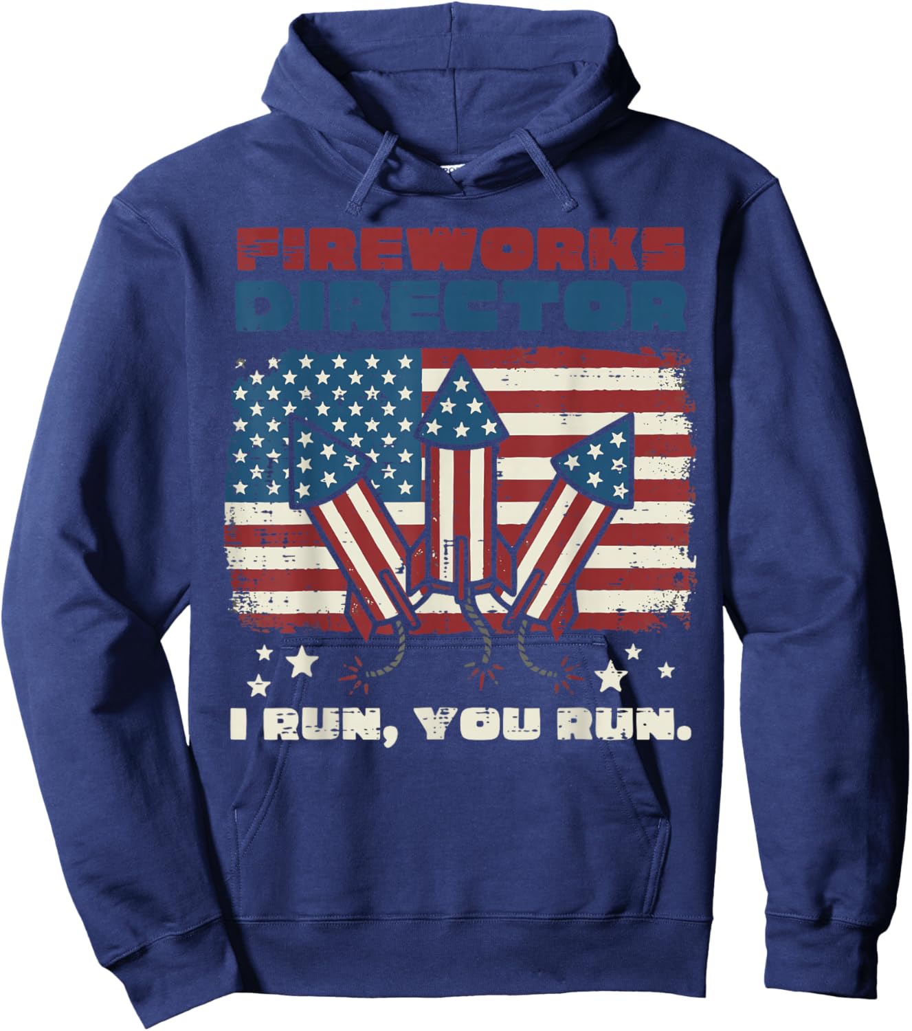 4th of July Fireworks Director US Flag Patriotic Men Women Hoodie - Hoodie | Navy