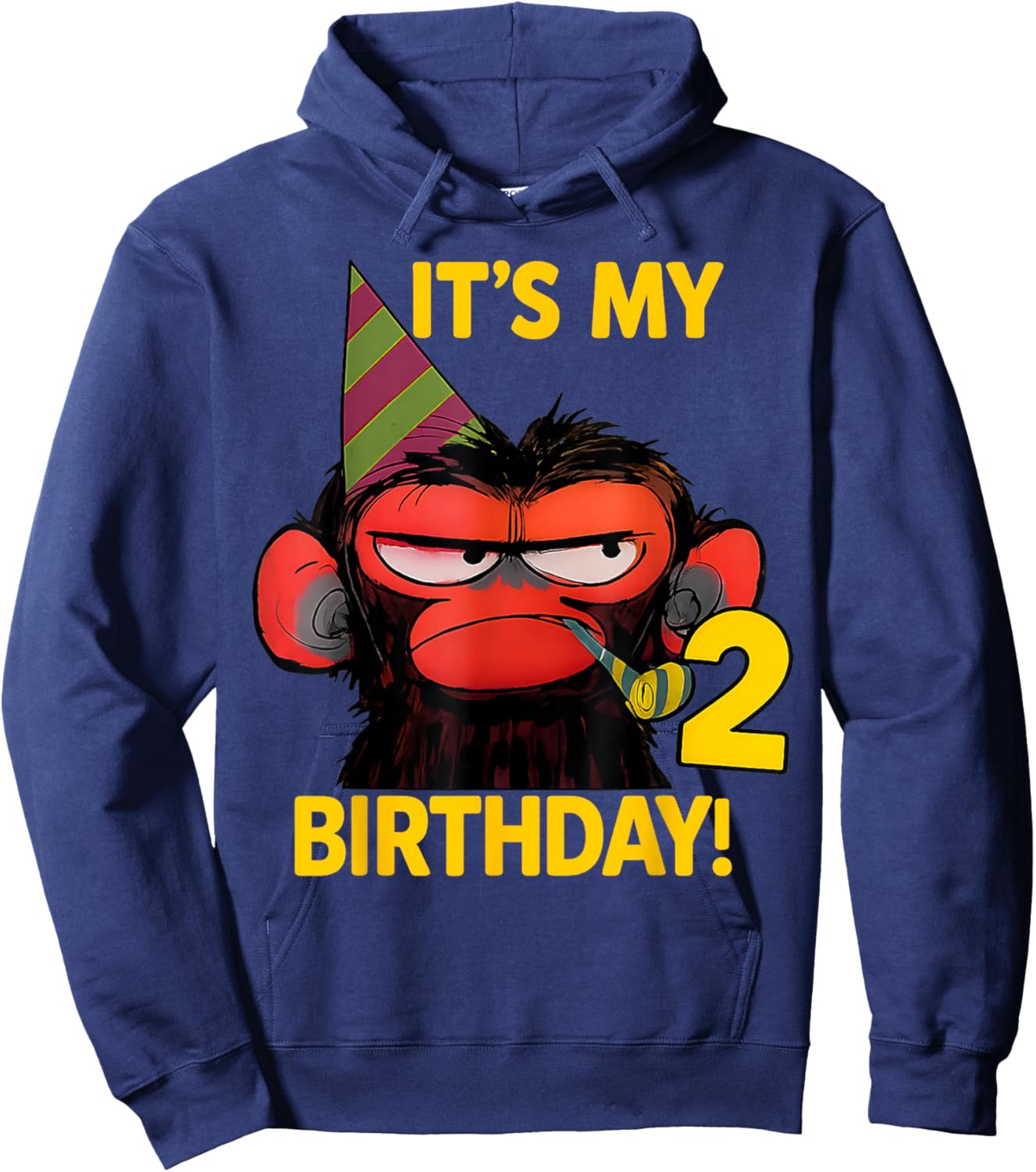 Humor Its My 2nd Birthday Grumpy Funny Monkey Meme Hoodie - Hoodie | Navy