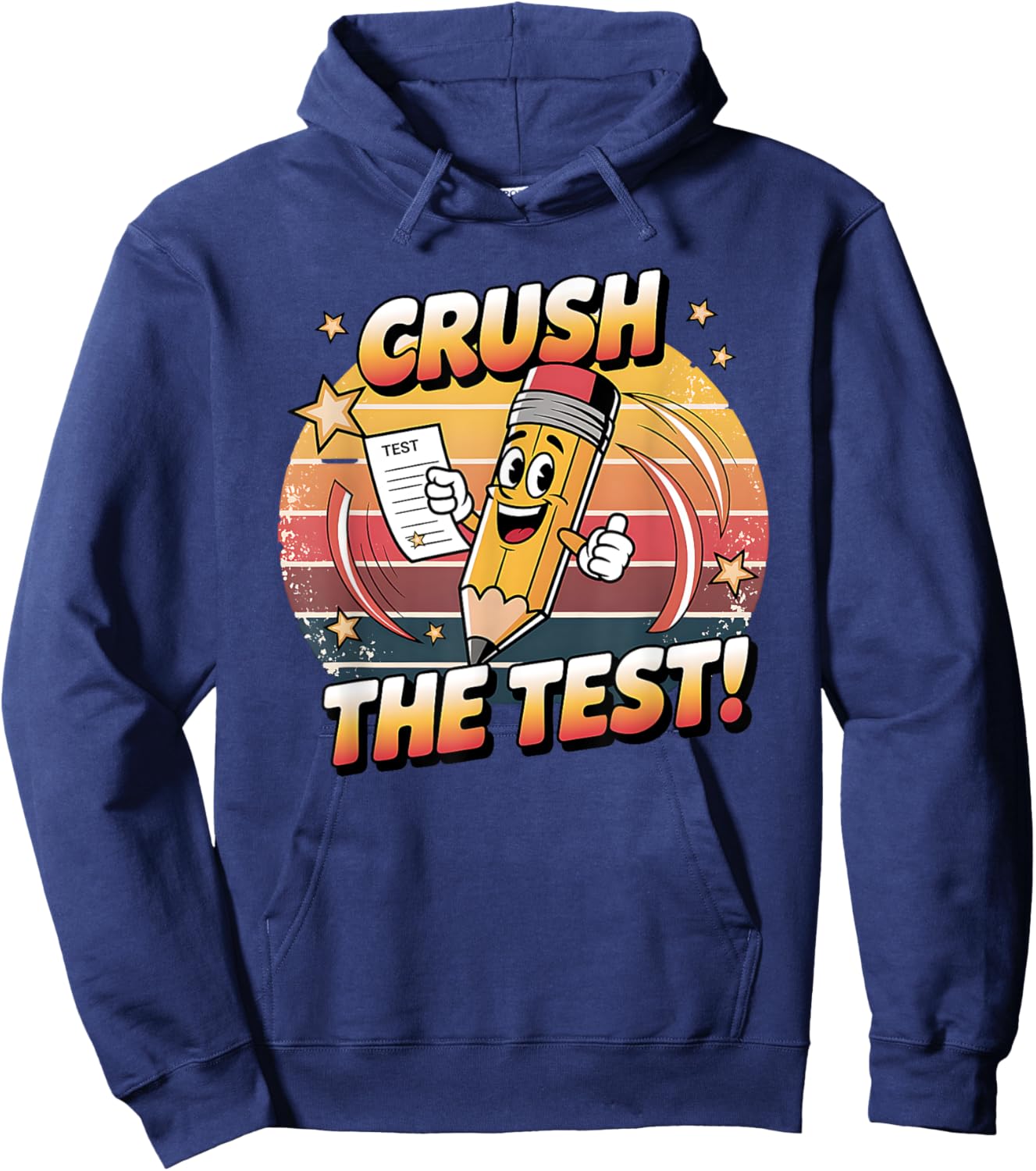 Crush The Test Retro Sunset Teacher Test Day Teacher Team Hoodie - Hoodie | Navy