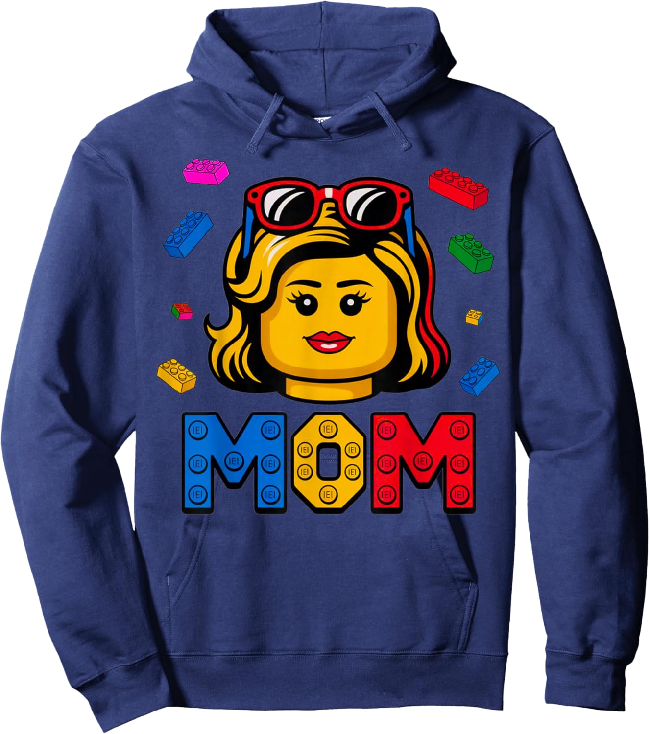 Family Mom Master Builder Building Bricks Blocks Mothers Day Hoodie - Hoodie | Navy