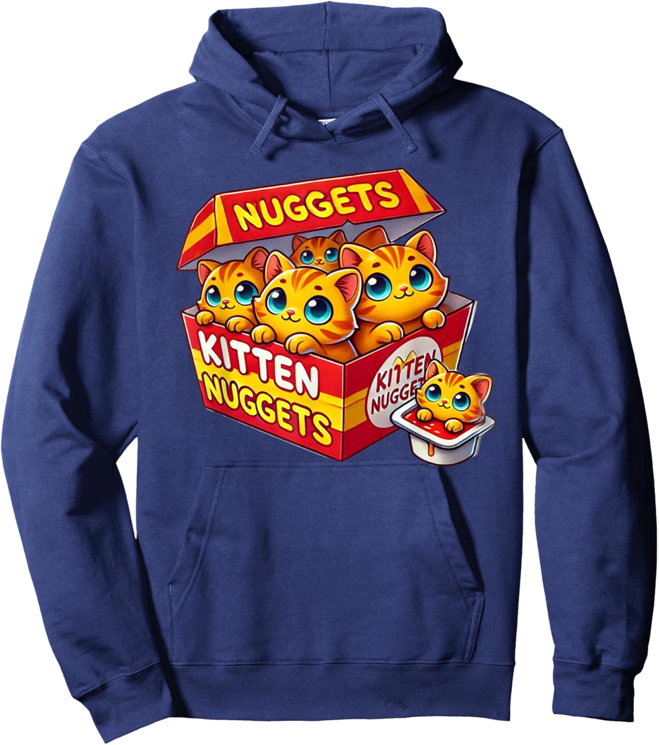Funny Cat Owner Cute Gifts Kitten Nuggets Cat Lover Gift Food Pun Chicken Nuggets Hoodie - Hoodie | Navy