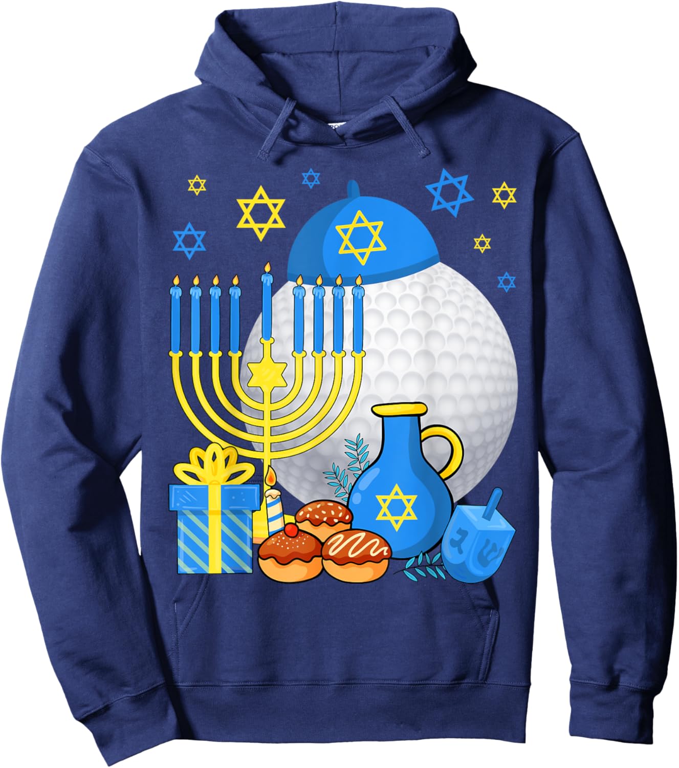 Funny Jewish Golf Ball Menorah Happy Hanukkah Chanukah Kids Hoodie - Hoodie | Navy
