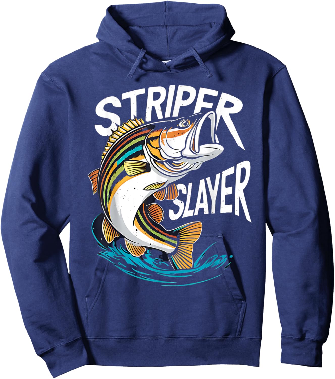 Striper Slayer Striped Bass Fishing Striper Fish Hoodie - Hoodie | Navy