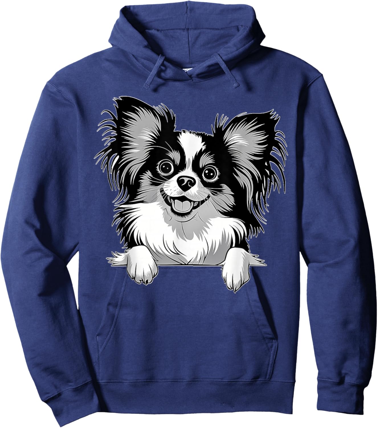 Cute Peeking Papillon Dog Graphic Design Hoodie - Hoodie | Navy