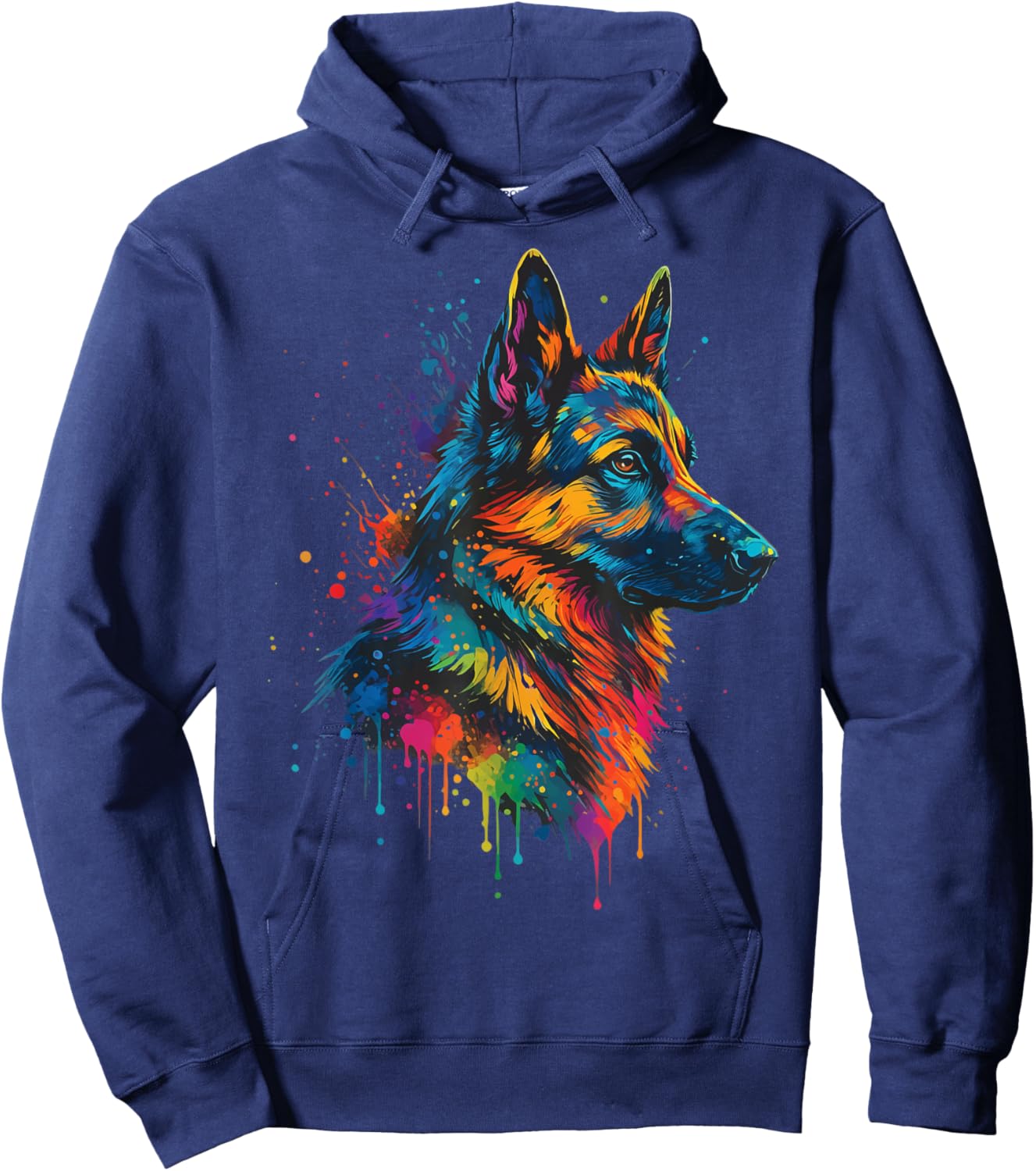 German Shepherd Colorful Hoodie - Hoodie | Navy