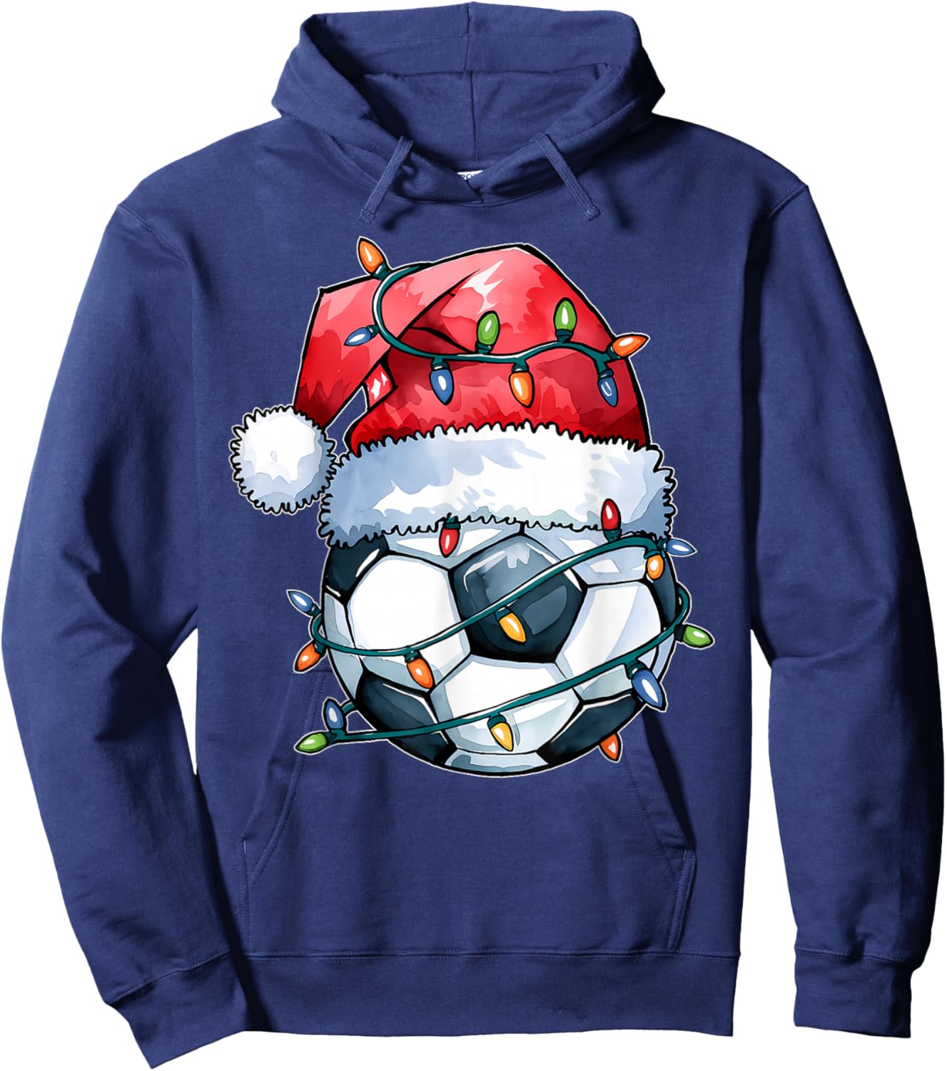 Santa Sports Design Boys Christmas Soccer Player Hoodie - Hoodie | Navy