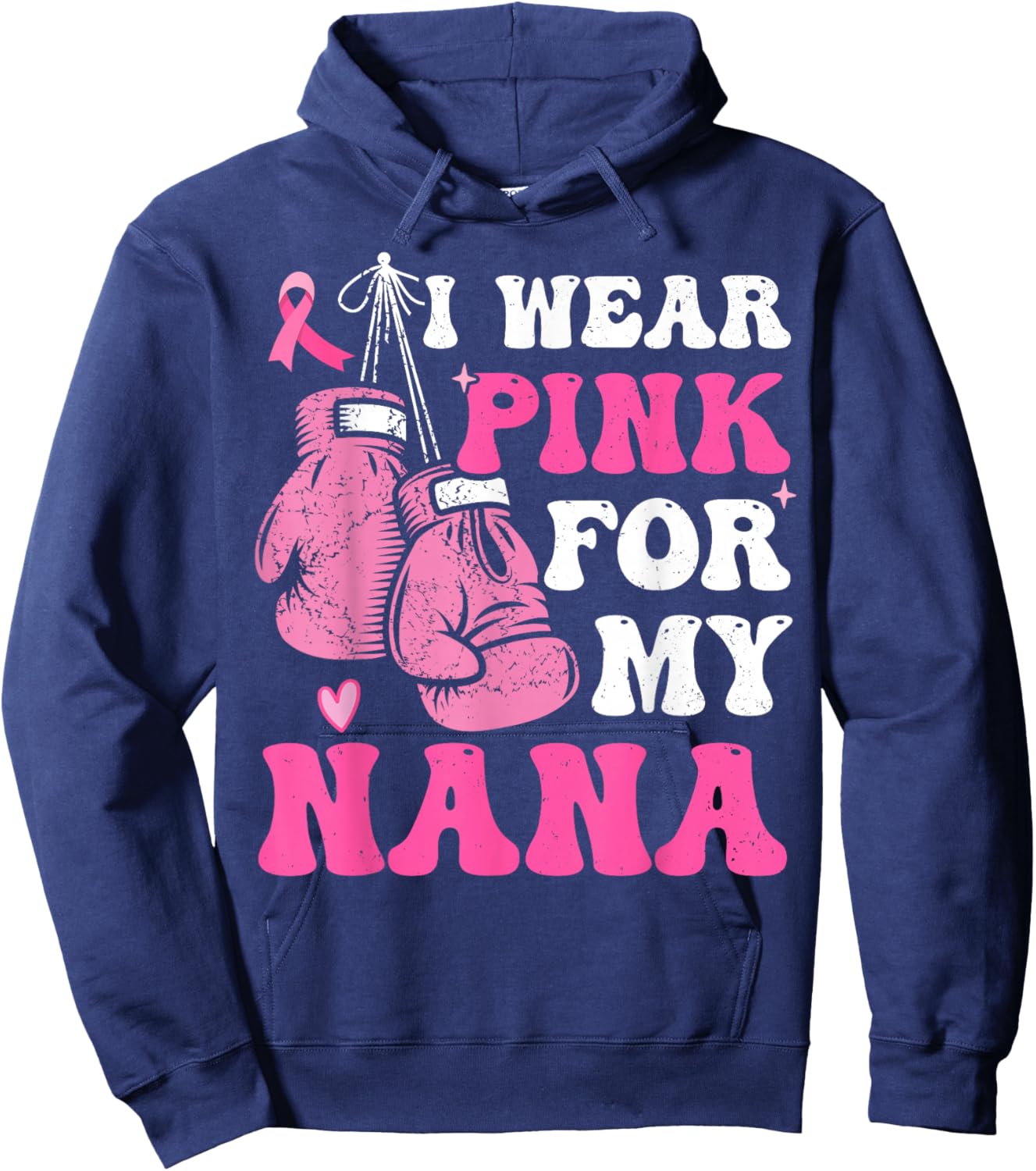 I Wear Pink For My Nana Breast Cancer Awareness Grandma Kids Hoodie - Hoodie | Navy