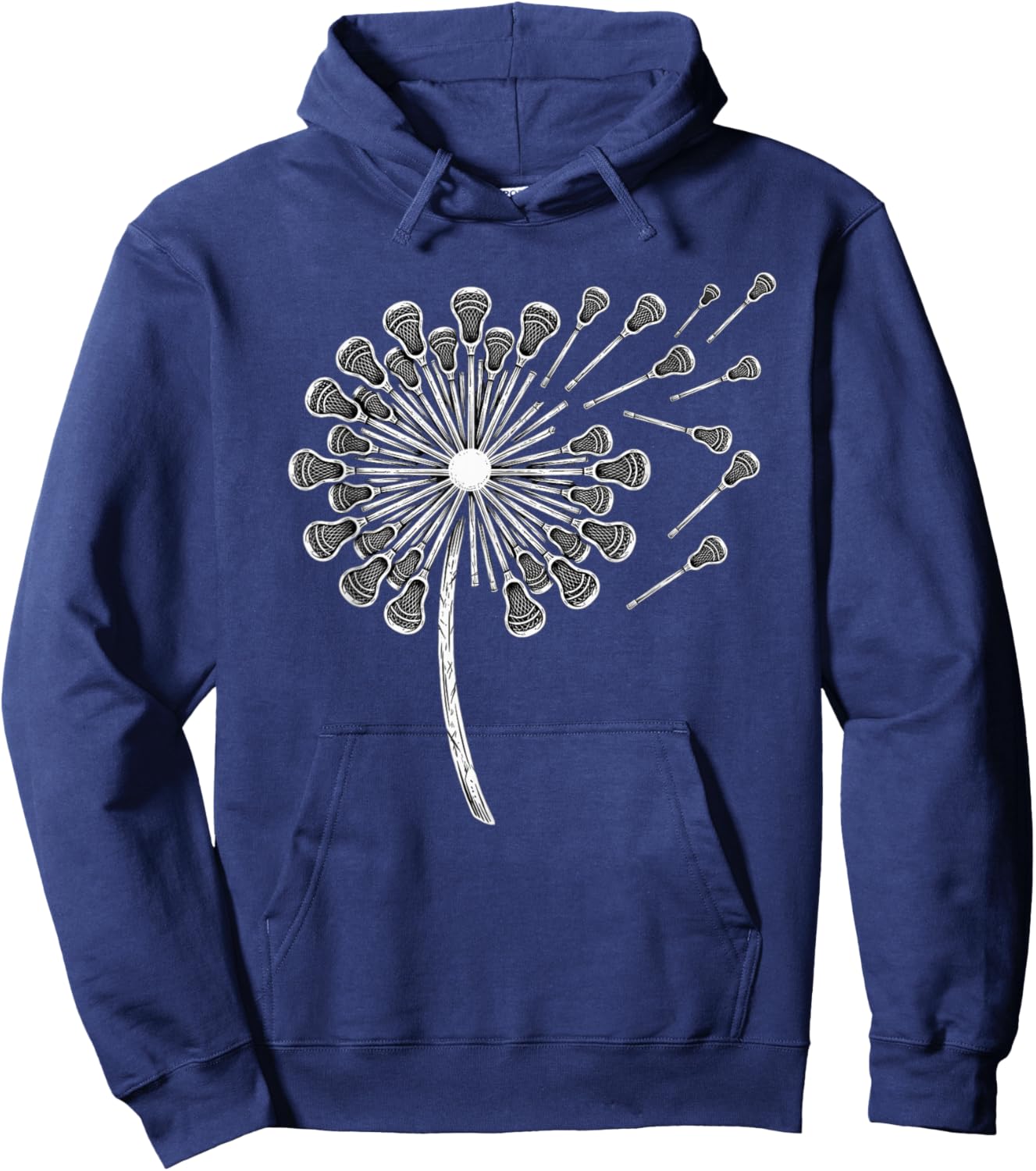 Aesthetic Dandelion Lacrosse Sticks Hoodie - Hoodie | Navy