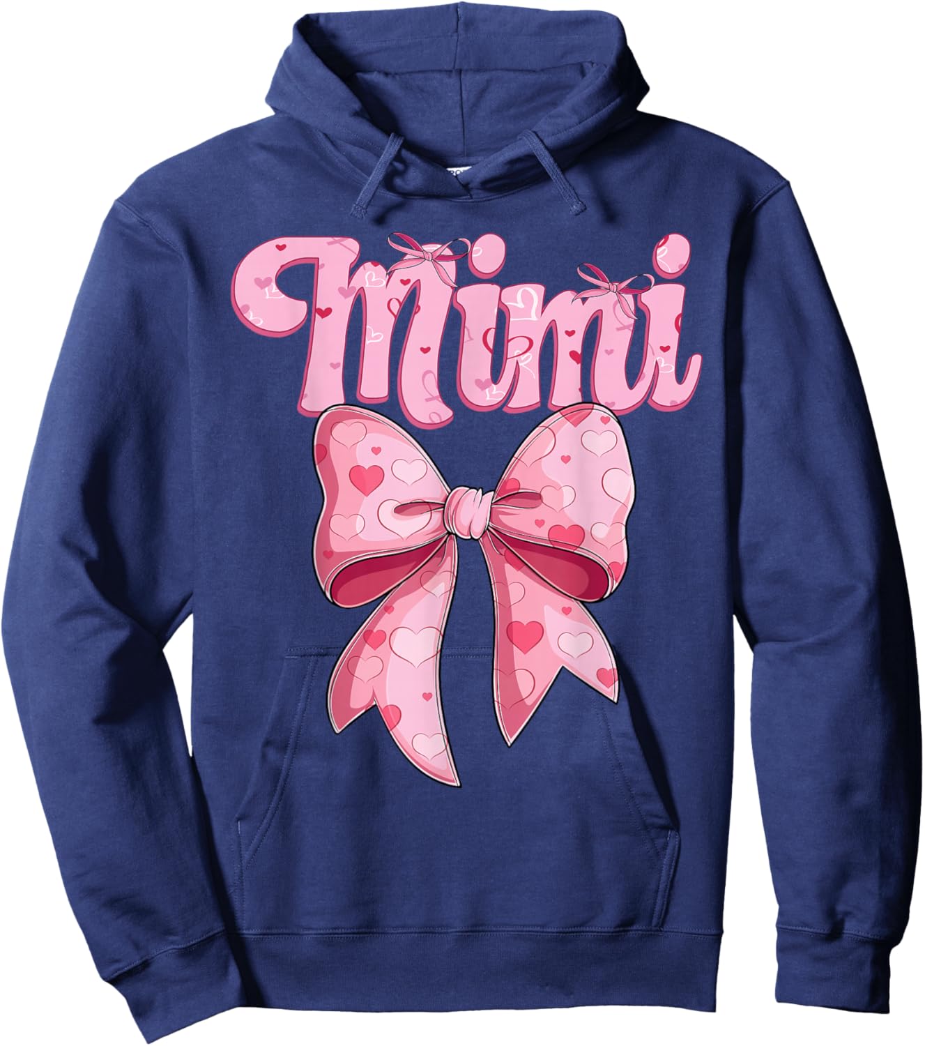 mother's day coquette bow family matching Groovy pink Mimi Hoodie - Hoodie | Navy