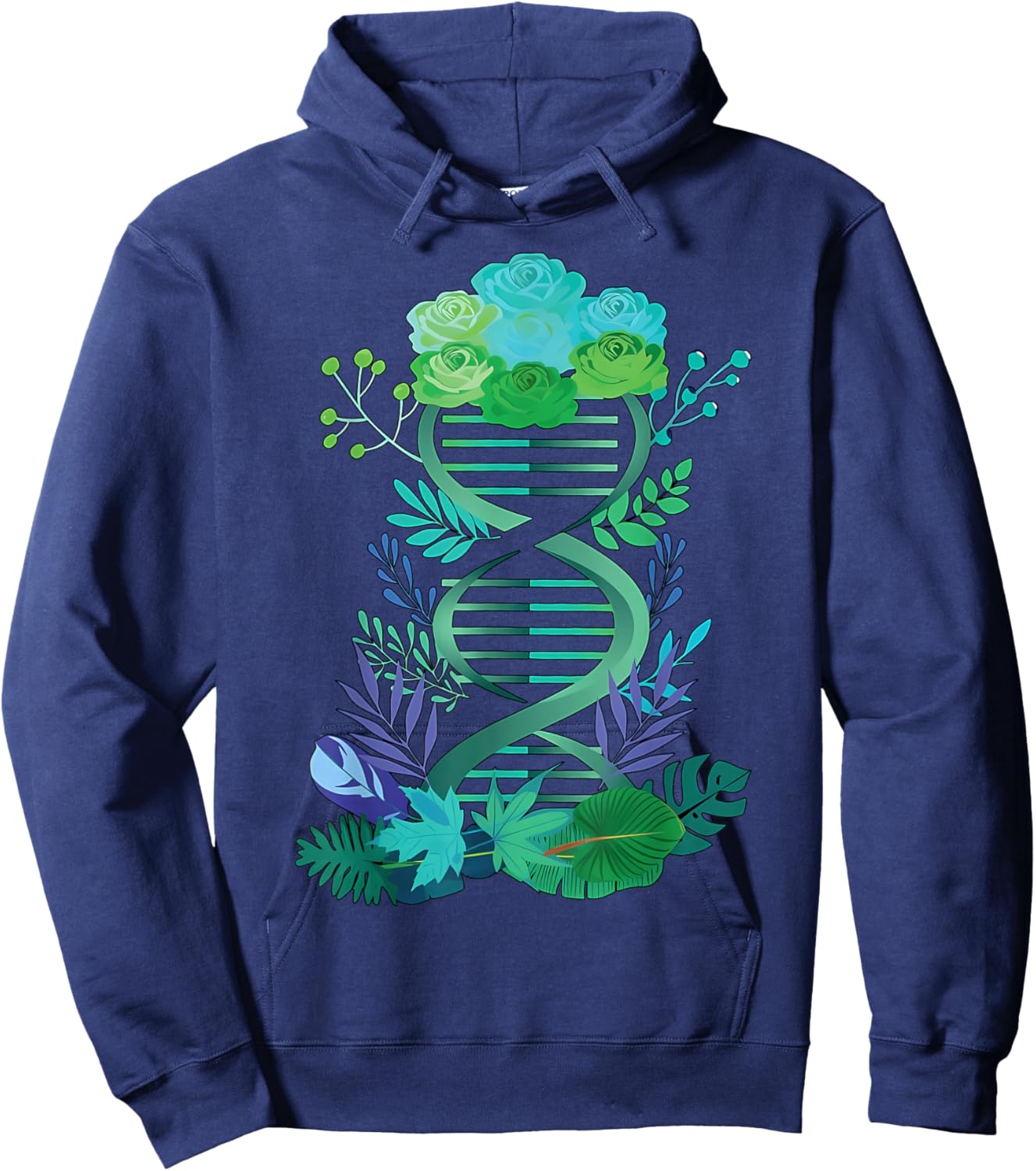 DNA Double Helix Floral Biochemistry Science Teacher Hoodie - Hoodie | Navy