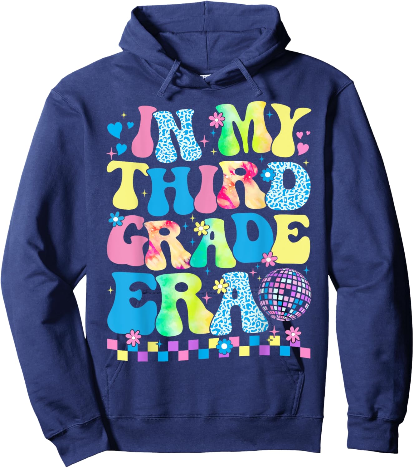 In My Third Grade Era Groovy Back To School Teachers Kids Hoodie - Hoodie | Navy
