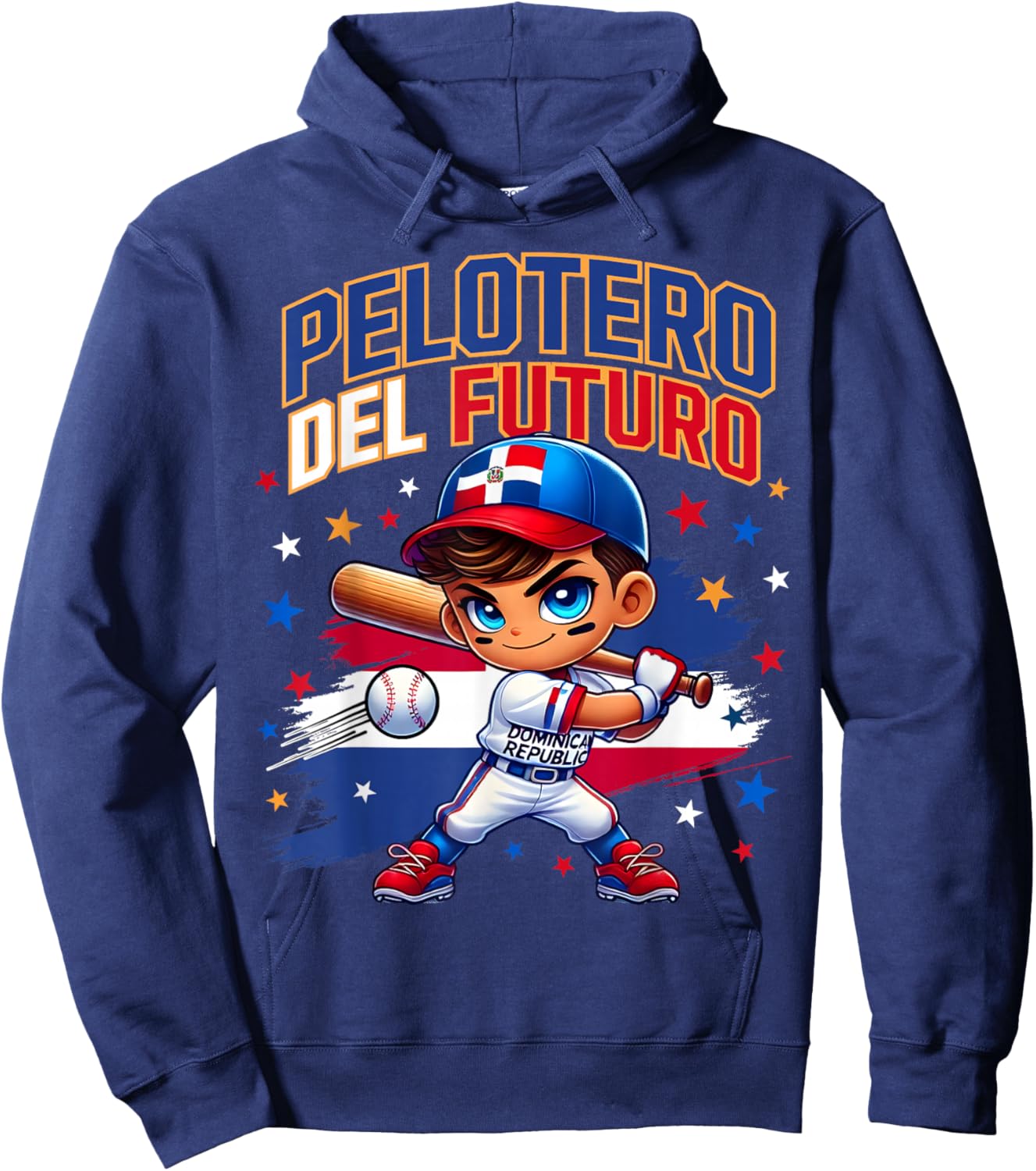 Pelotero del Futuro Republica Dominicana Flag for Boys Kids Hoodie - Hoodie | Navy