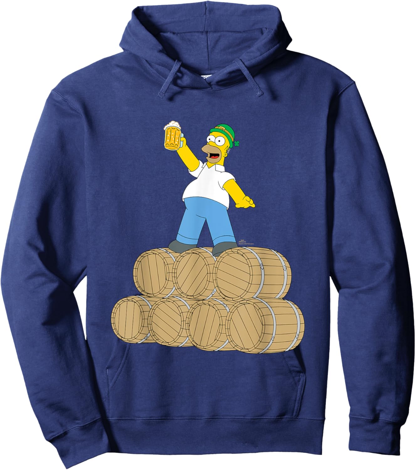 NEW The Simpsons St. Patrick's Day Homer Duff Beer Barrels Hoodie - Hoodie | Navy
