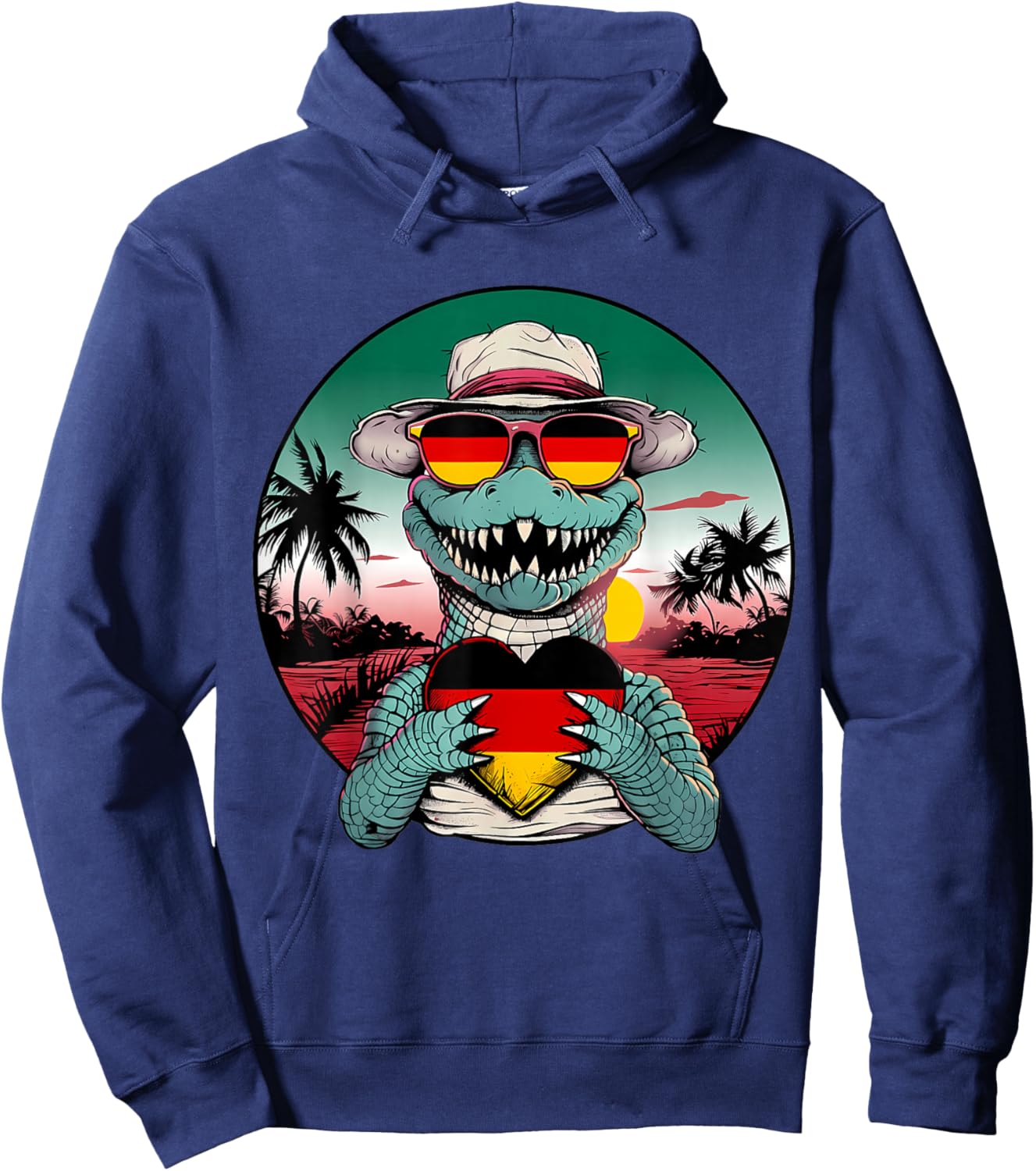 Germany Roots Crocodile Heart German Flag Deutschland Hoodie - Hoodie | Navy