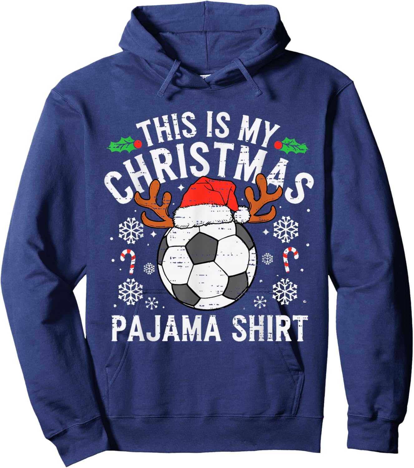 This Is My Soccer Christmas Pajama Shirt Sports Boy Kid Hoodie - Hoodie | Navy