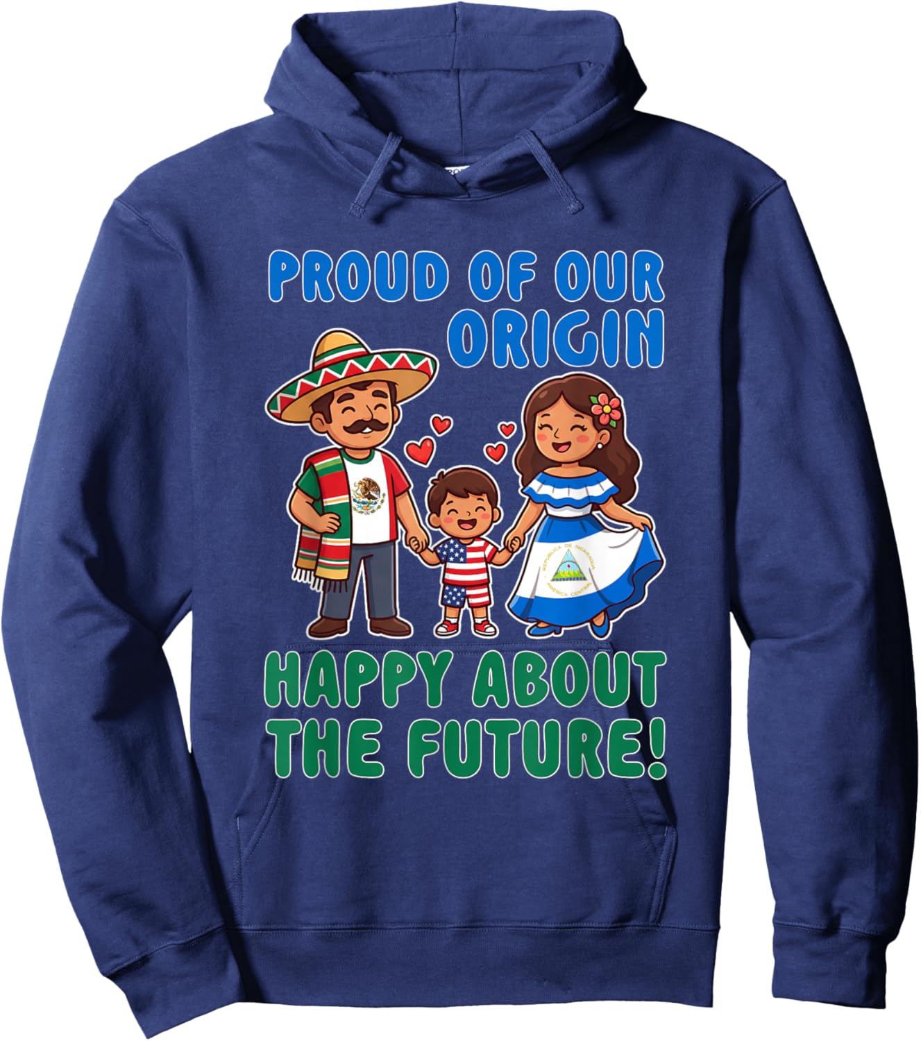USA Mexico Nicaragua Proud of Our Origin Hoodie - Hoodie | Navy