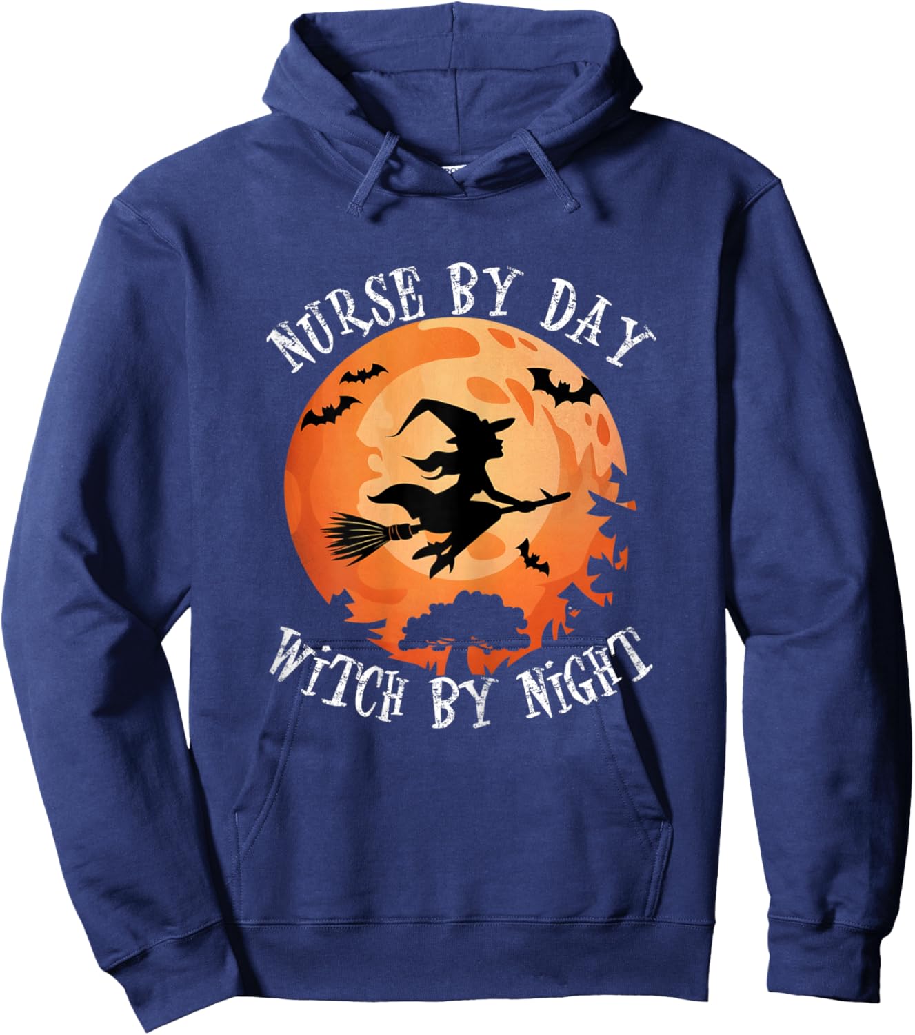 Funny Halloween Nurse By Day Witch By Night Women Nurse Hoodie - Hoodie | Navy
