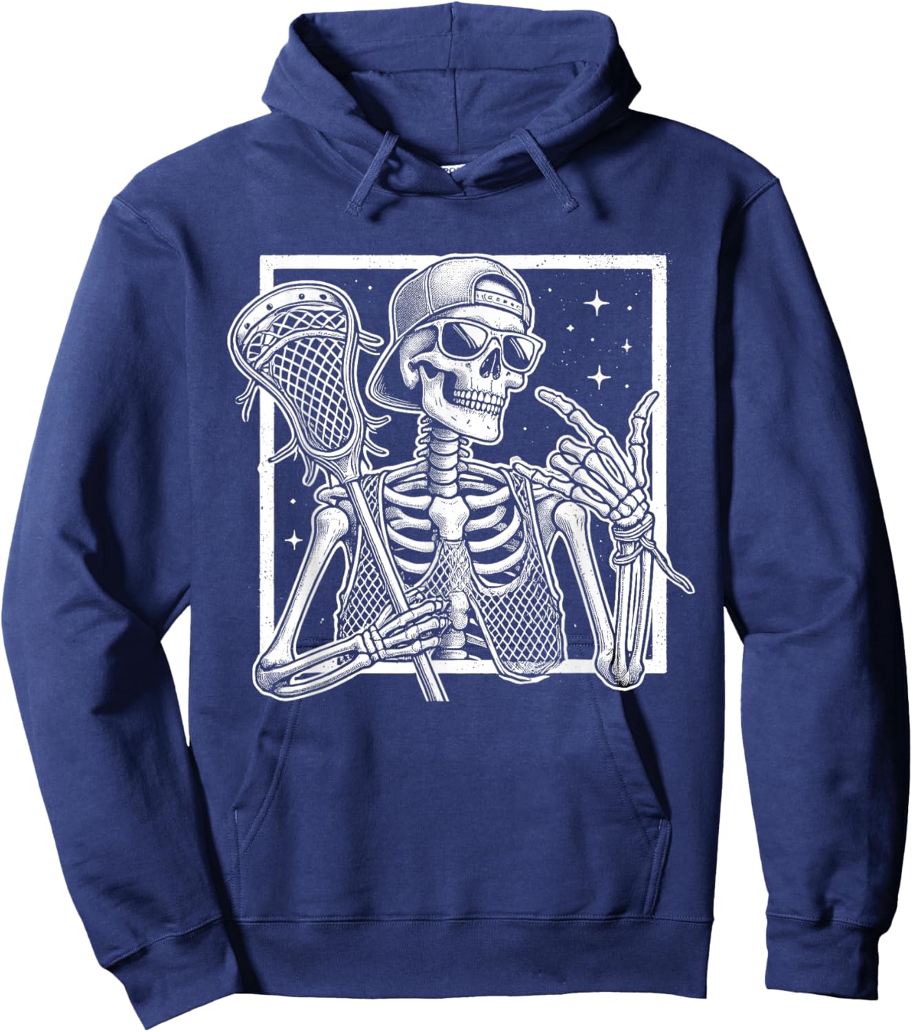 Skeleton Lacrosse Player Birthday Halloween Kids Hoodie - Hoodie | Navy