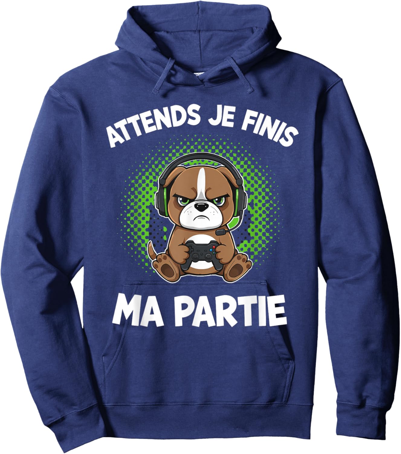 Wait I Finish My Game Funny Humor Gaming Dog Gamer Hoodie - Hoodie | Navy