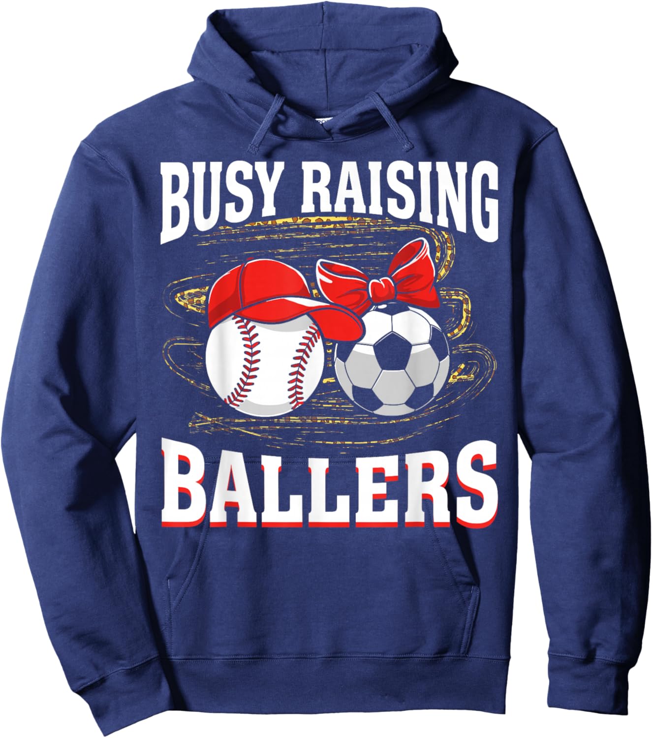 Busy Raising Ballers baseball soccer mom leopard women Hoodie - Hoodie | Navy