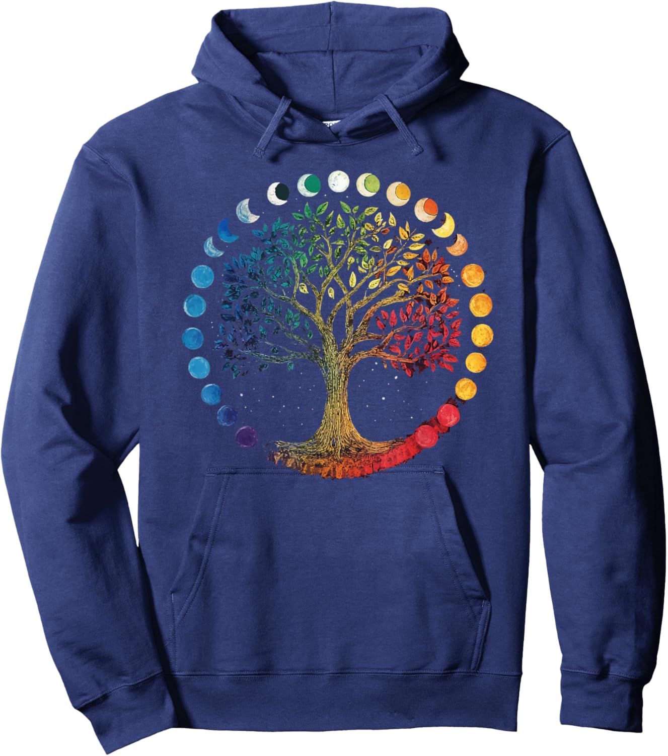 Phases Of The Moon Tree Chakra Yoga Yogi Meditation Hoodie - Hoodie | Navy