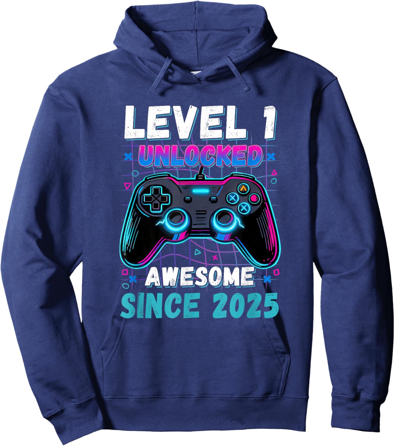 Level 1 Unlocked Awesome Since 2025 First 1st Birthday Boys Hoodie - Hoodie | Navy