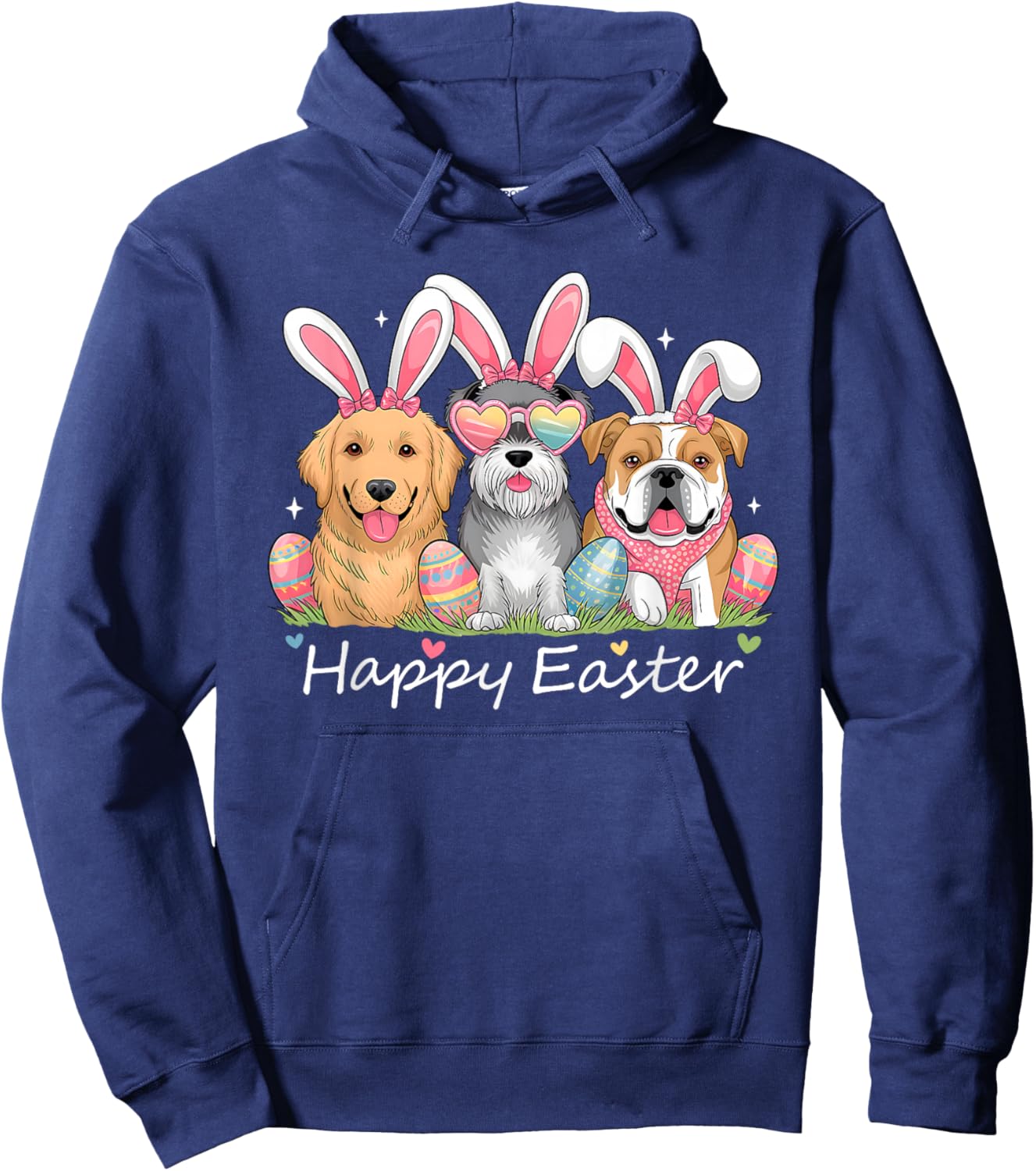 Cute Funny Easter Outfit Women Girls Kids Happy Easter Dogs Hoodie - Hoodie | Navy