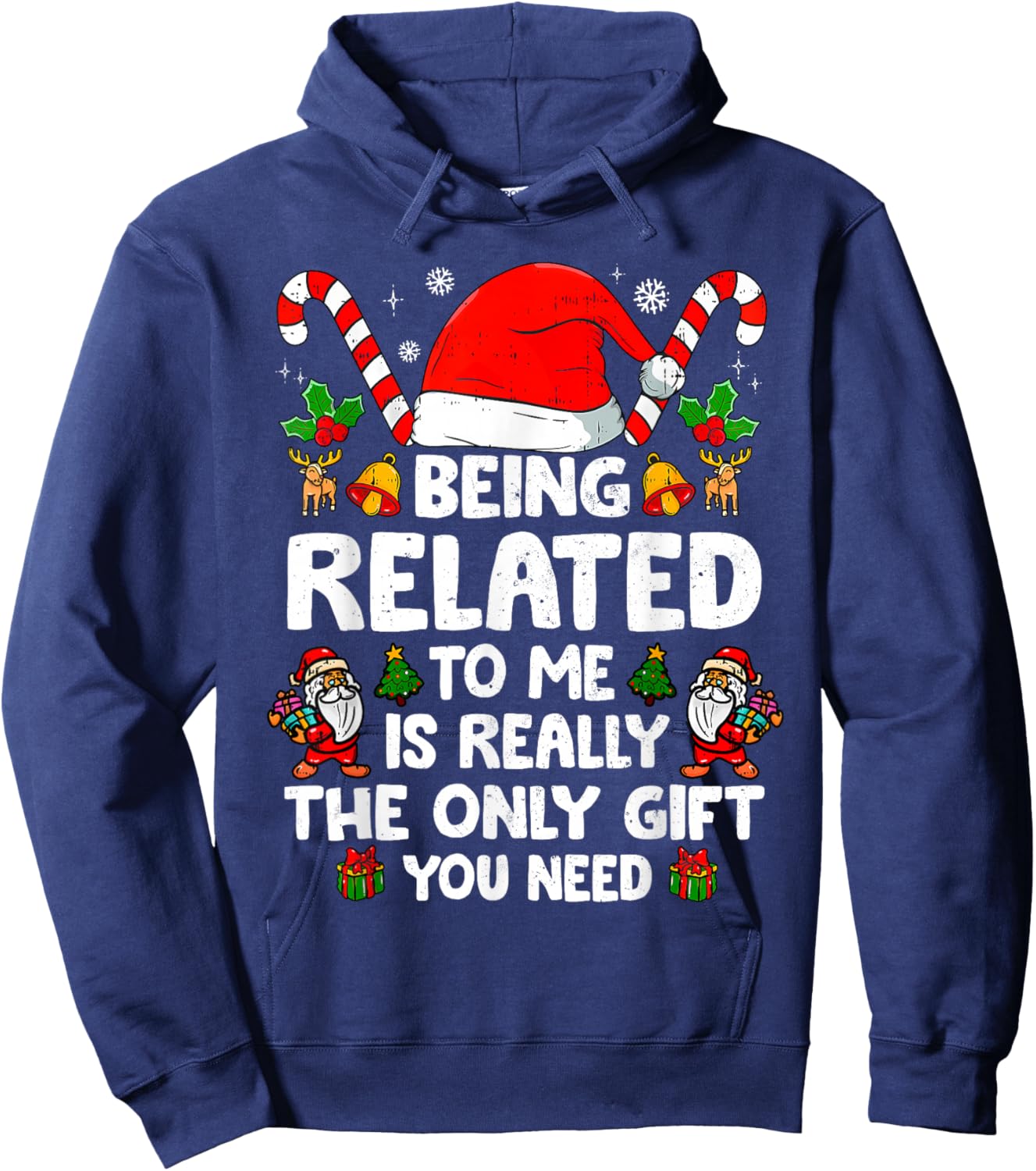 Being Related to Me Funny Christmas Family Xmas Pajamas Hoodie - Hoodie | Navy