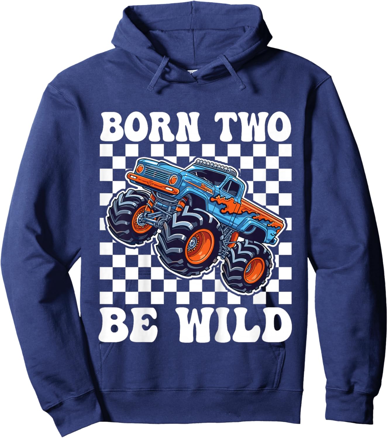 2nd Birthday Monster Truck 2 Year Old Boys 2nd Party Hoodie - Hoodie | Navy