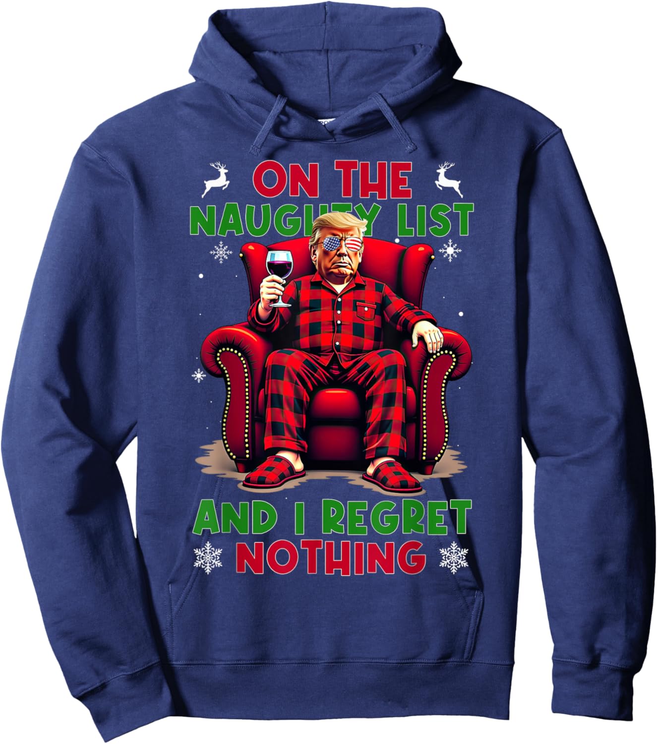On the Naughty List and I Regret Nothing Horror Christmas Hoodie - Hoodie | Navy