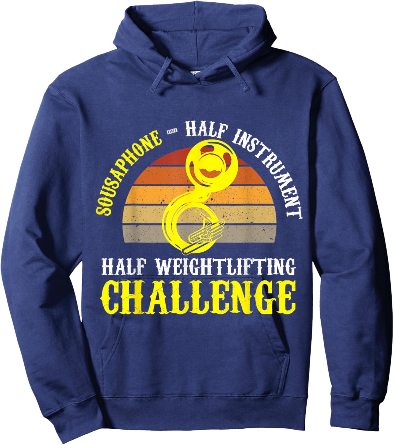 Sousaphone Half Instrument Half Weightlifting Challenge Hoodie - Hoodie | Navy