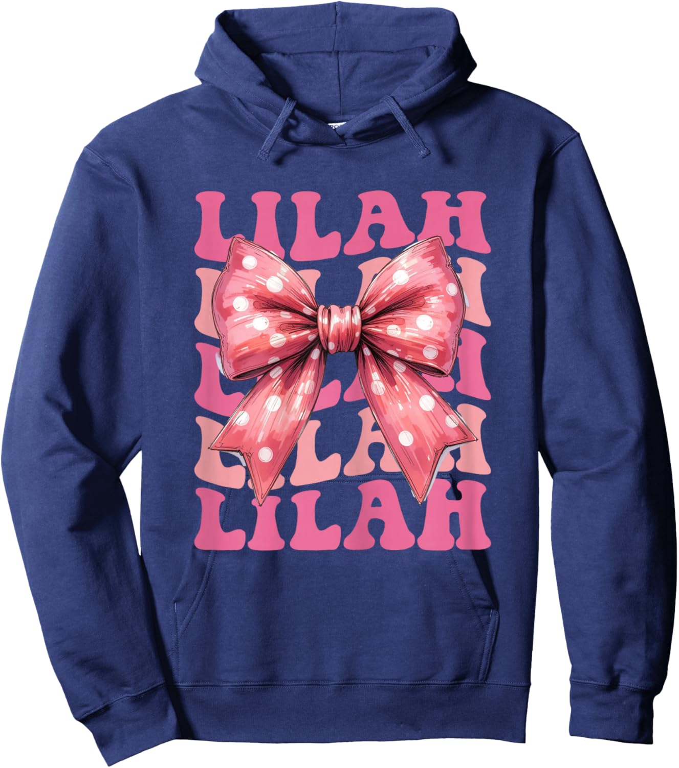 Lilah Name Coquette Bow Aesthetic Girls Hoodie - Hoodie | Navy
